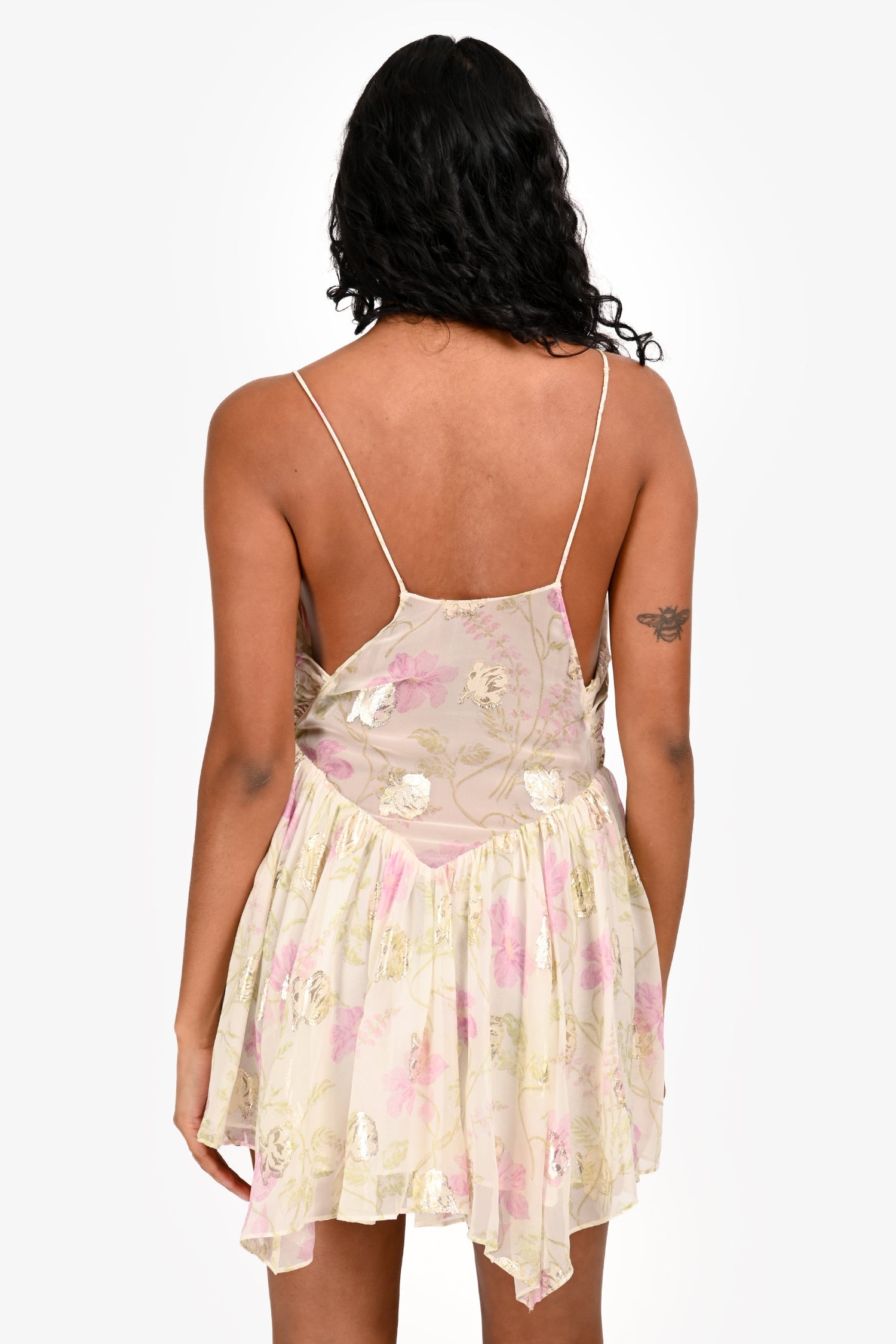 LoveshackFancy Green/Pink Silk Clairo Mini Dress Size S