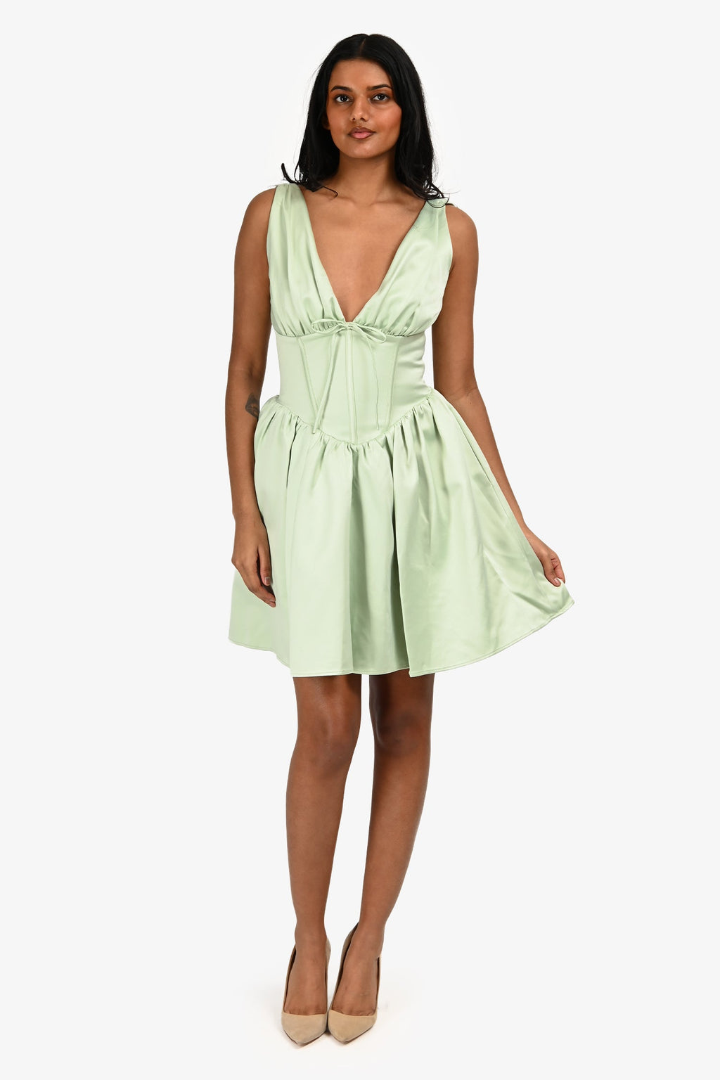 House Of CB Pistachio 'Emmeliette' Satin Mini Dress Size S