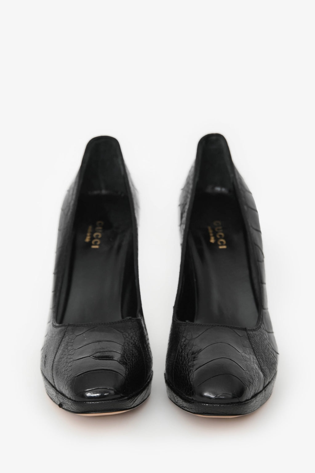 Gucci Black Embossed Leather Heels Size 6.5
