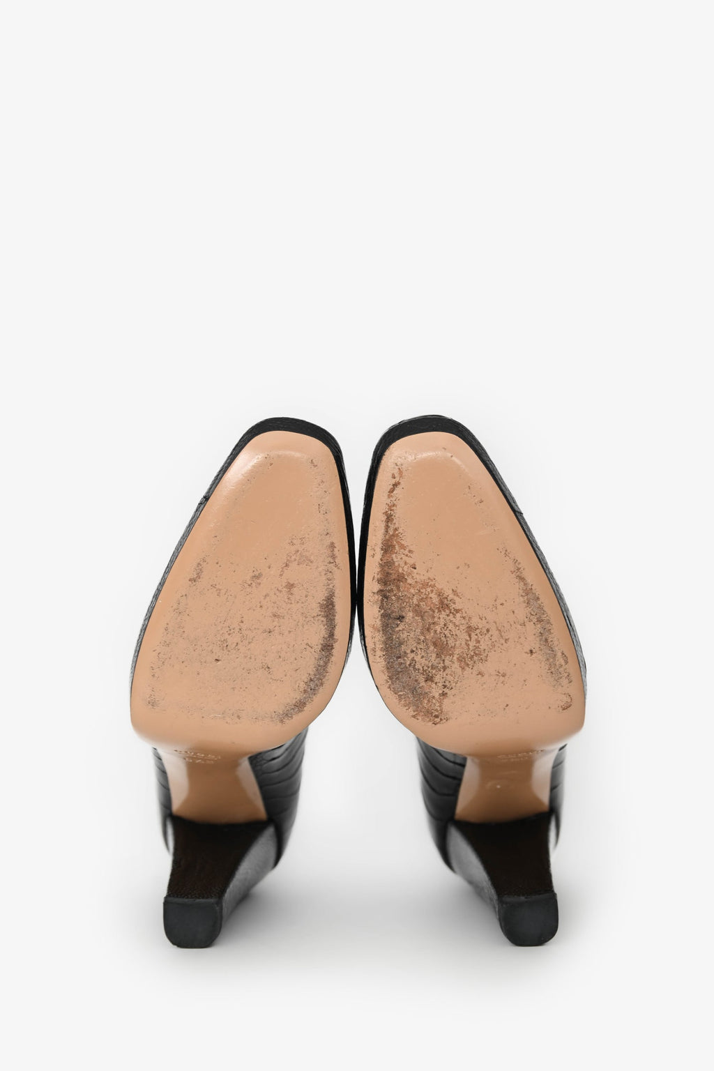 Gucci Black Embossed Leather Heels Size 6.5