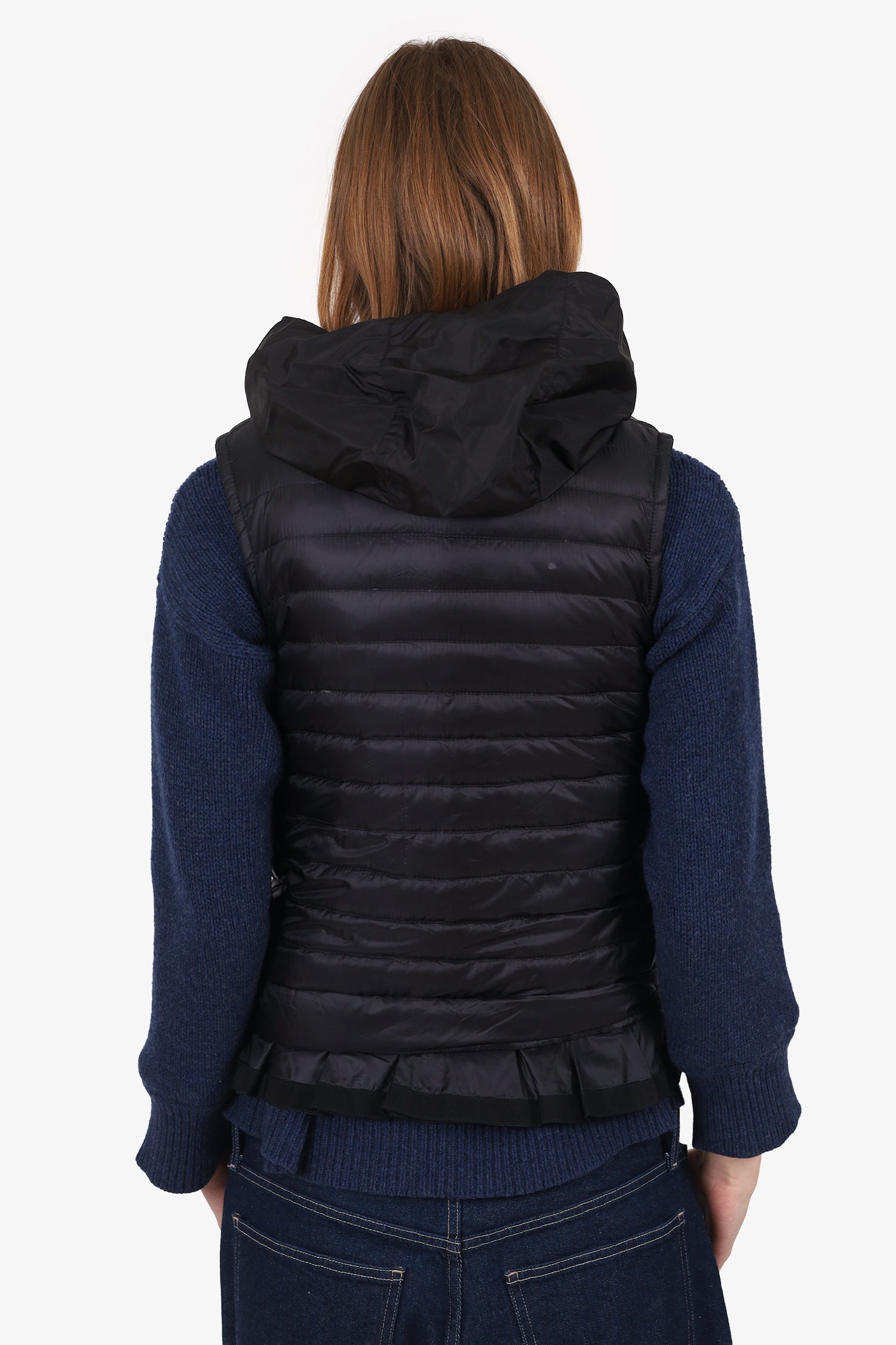 Moncler Black Quilted Hooded Padded Vest Size 00