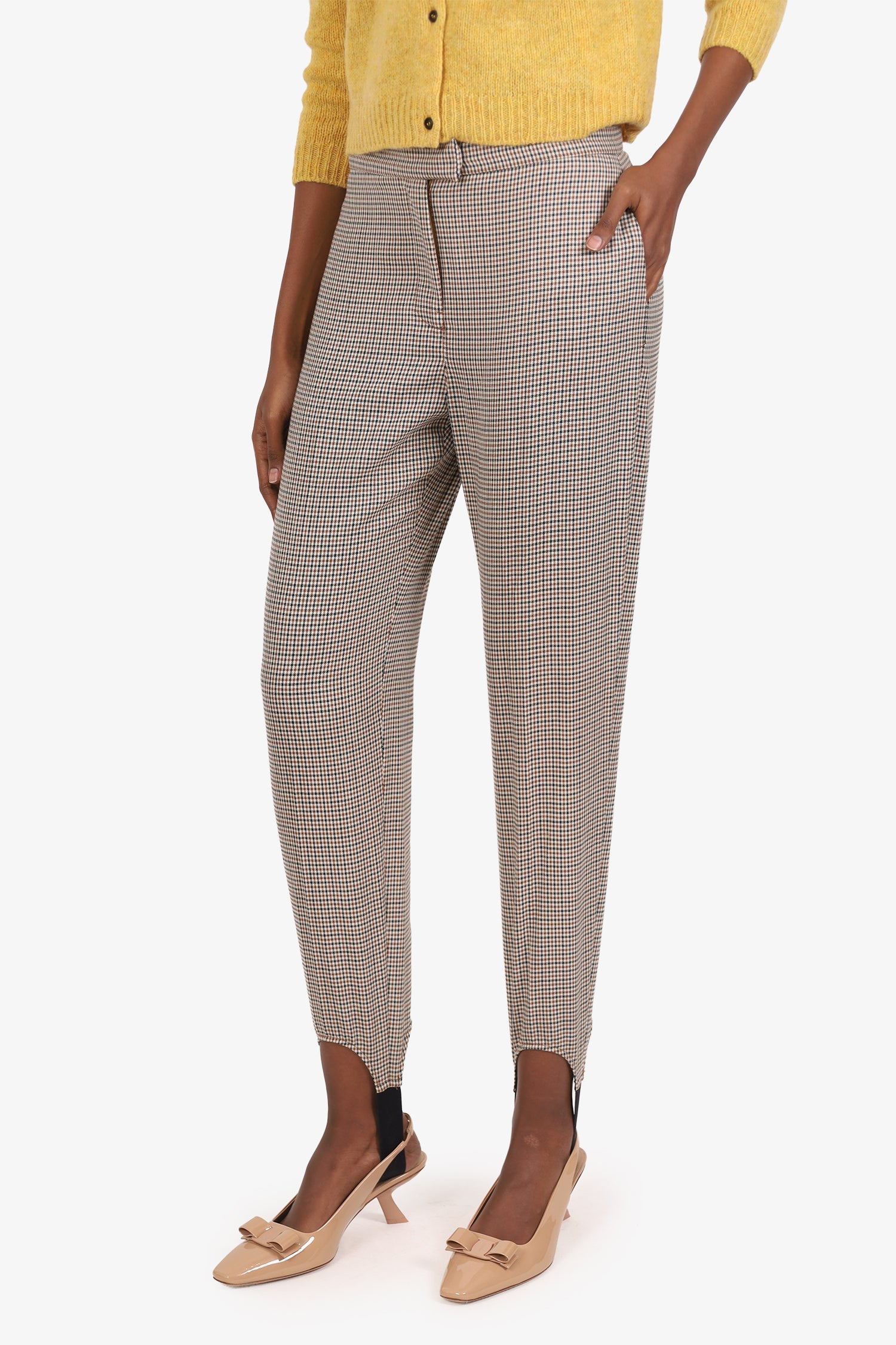 Burberry Brown Plaid Stirrup Trousers Size 6