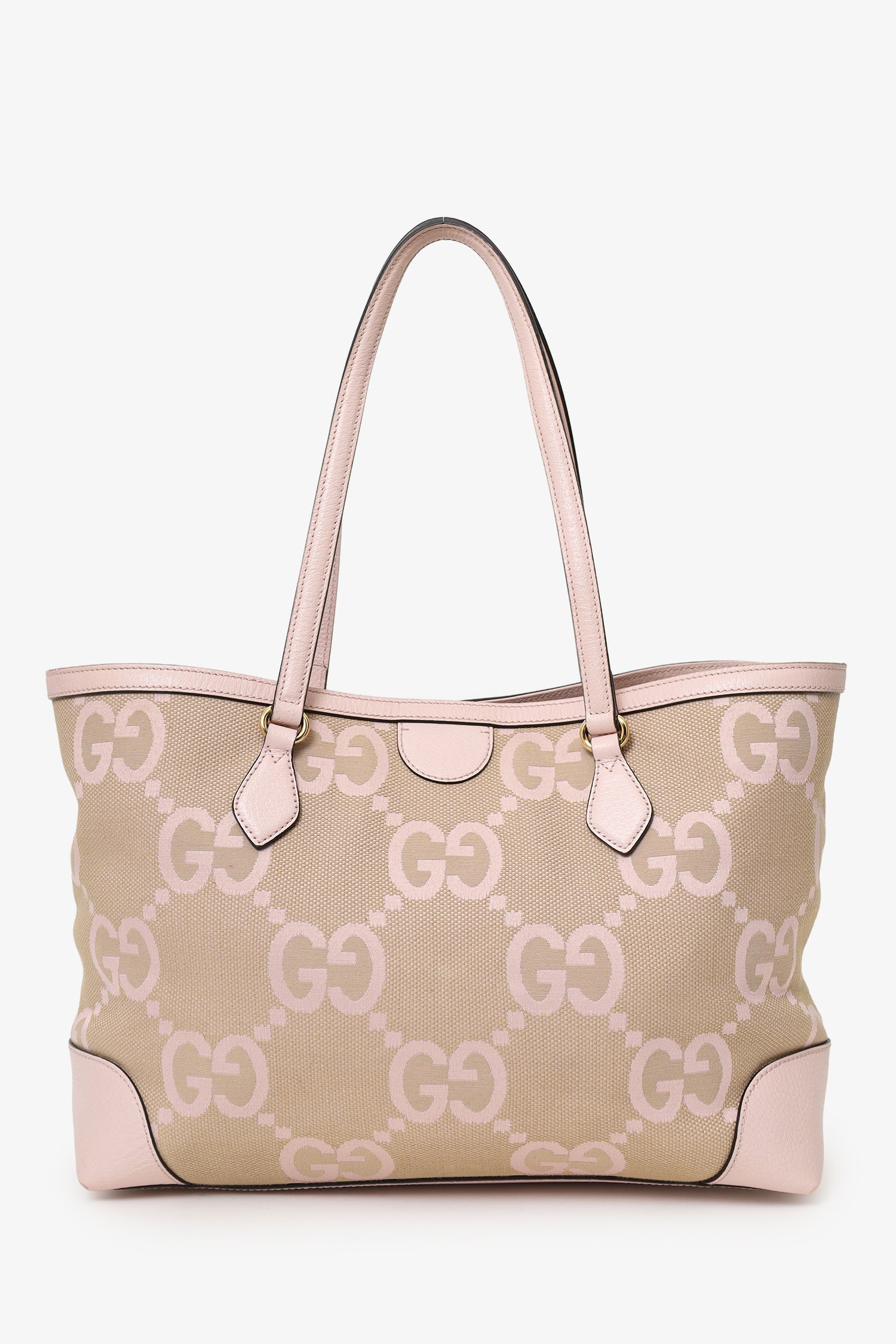 Gucci Beige/Pink Jumbo GG Medium Ophidia Tote