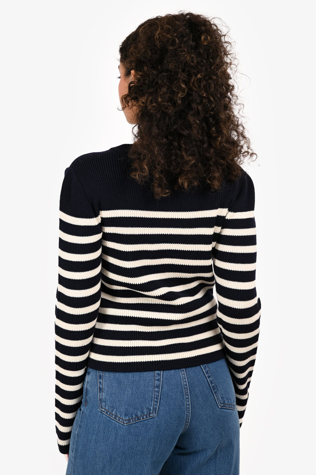 Miu Miu 2018 Navy/White Wool Striped 'Love' Sweater Size 40