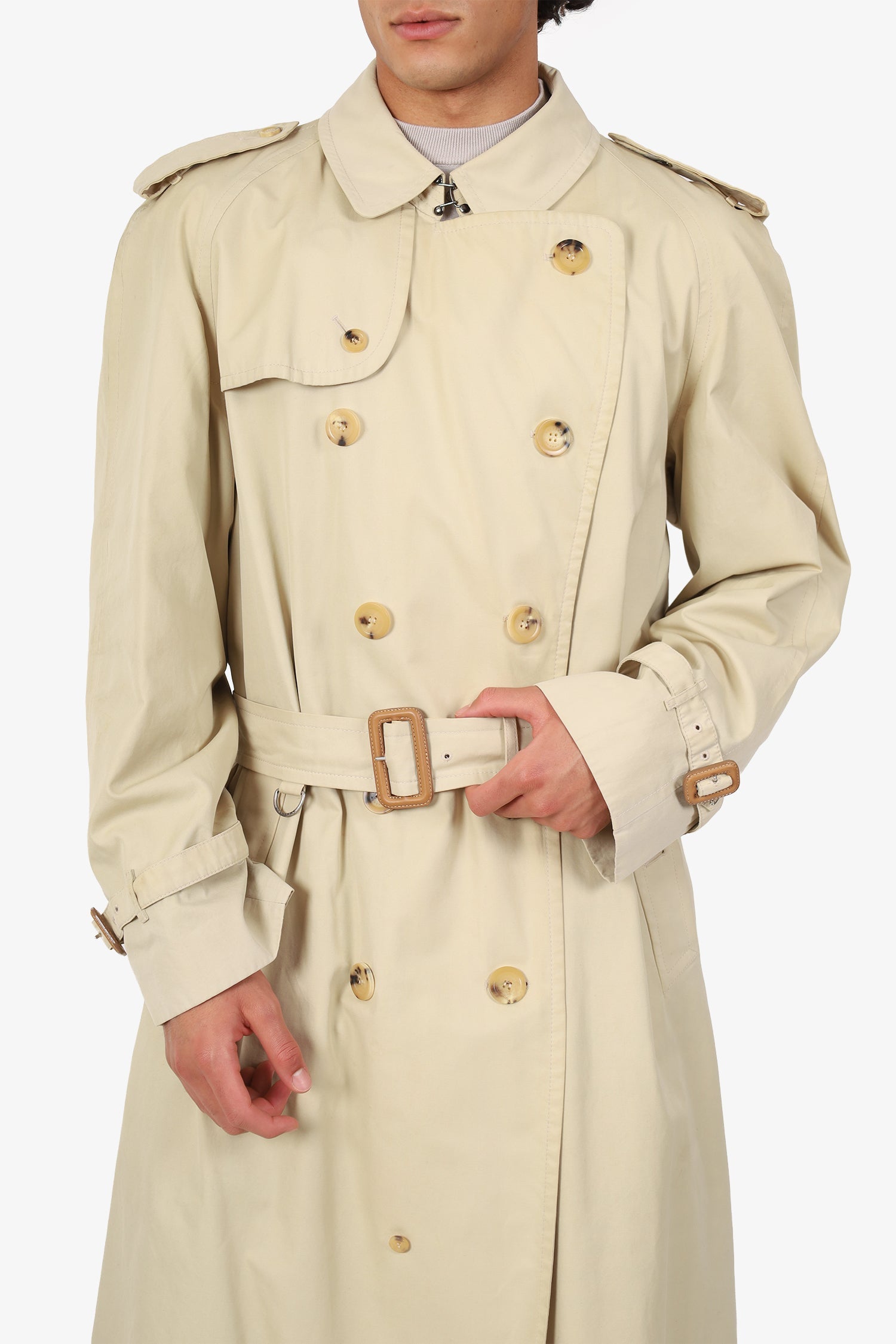 Burberry London Beige Long Trench Coat Size 54 Mens