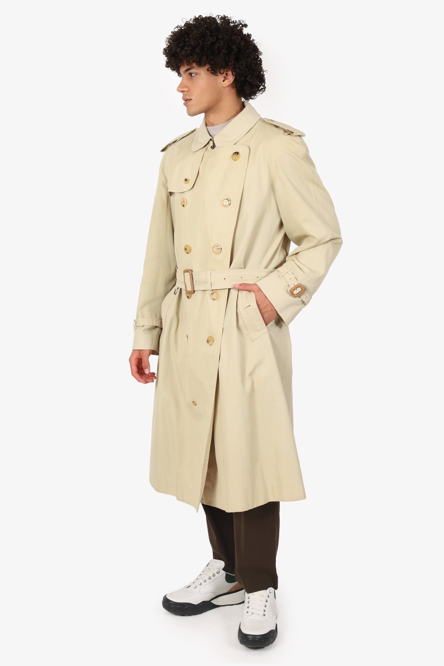 Burberry London Beige Long Trench Coat Size 54 Mens