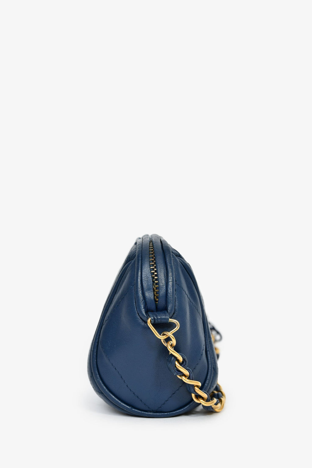 Pre-Loved Chanel™ 1986-88 Navy Lambskin Leather Tassel CC Mini Barrel Bag Mini GHW