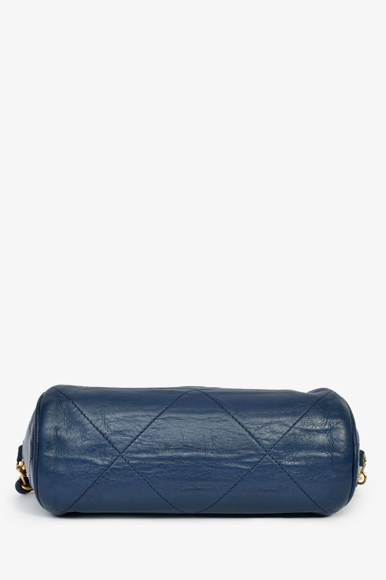 Pre-Loved Chanel™ 1986-88 Navy Lambskin Leather Tassel CC Mini Barrel Bag Mini GHW