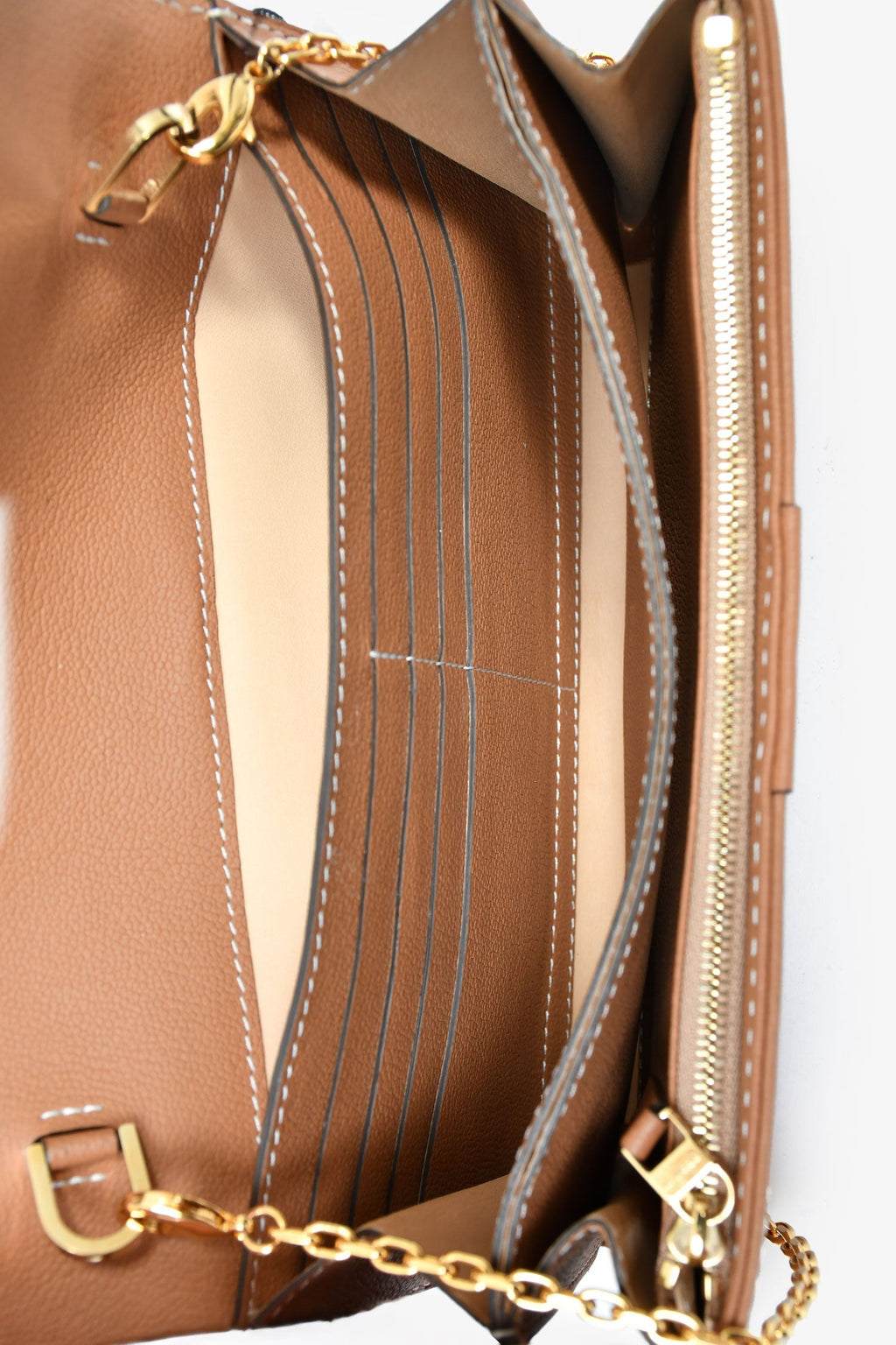 Delvaux Brown Rodéo Calf Brillant Long Wallet Chain