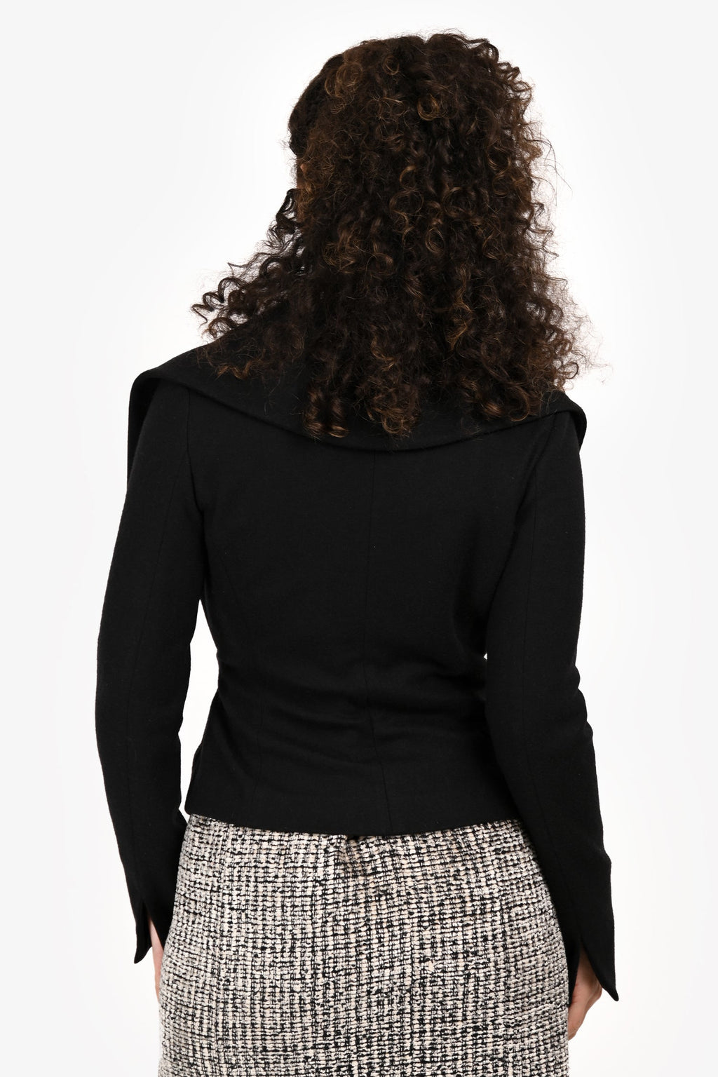 Max Mara Black Wool Belted Cropped Jacket Size 38