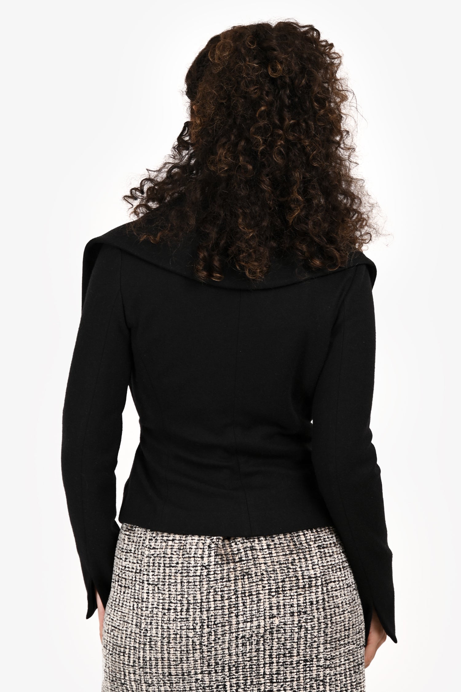 Max Mara Black Wool Belted Cropped Jacket Size 38