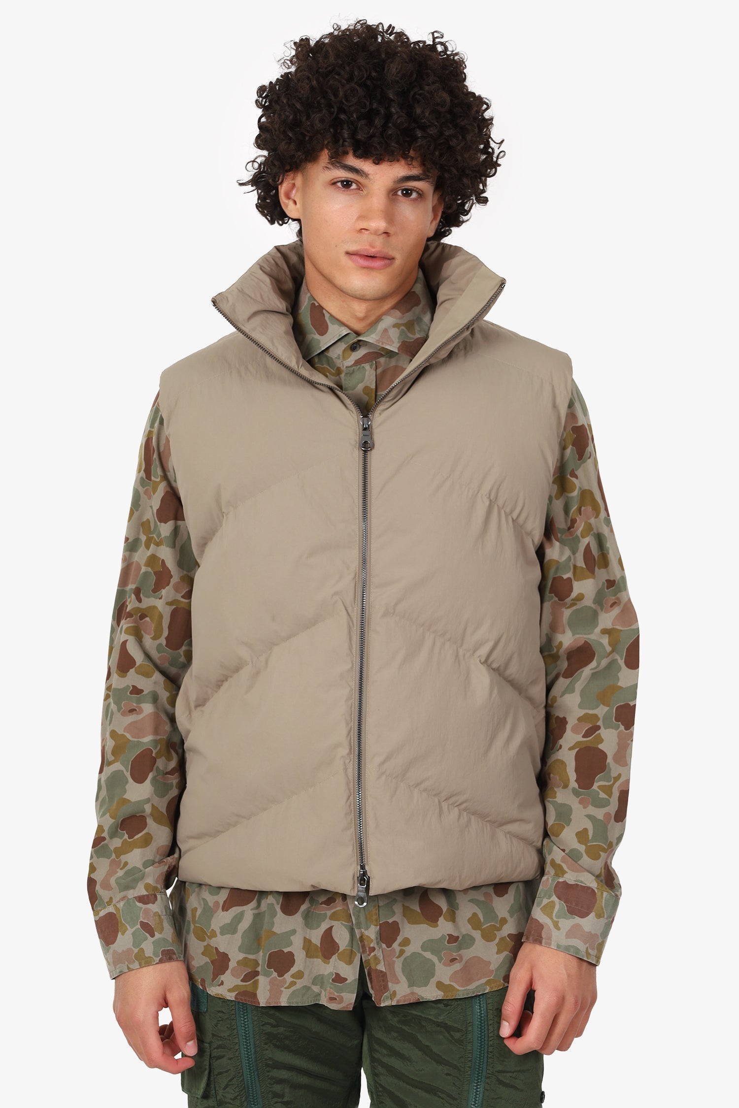Studio Nicholson Taupe Down Quilted Puffer Vest Size M Mens
