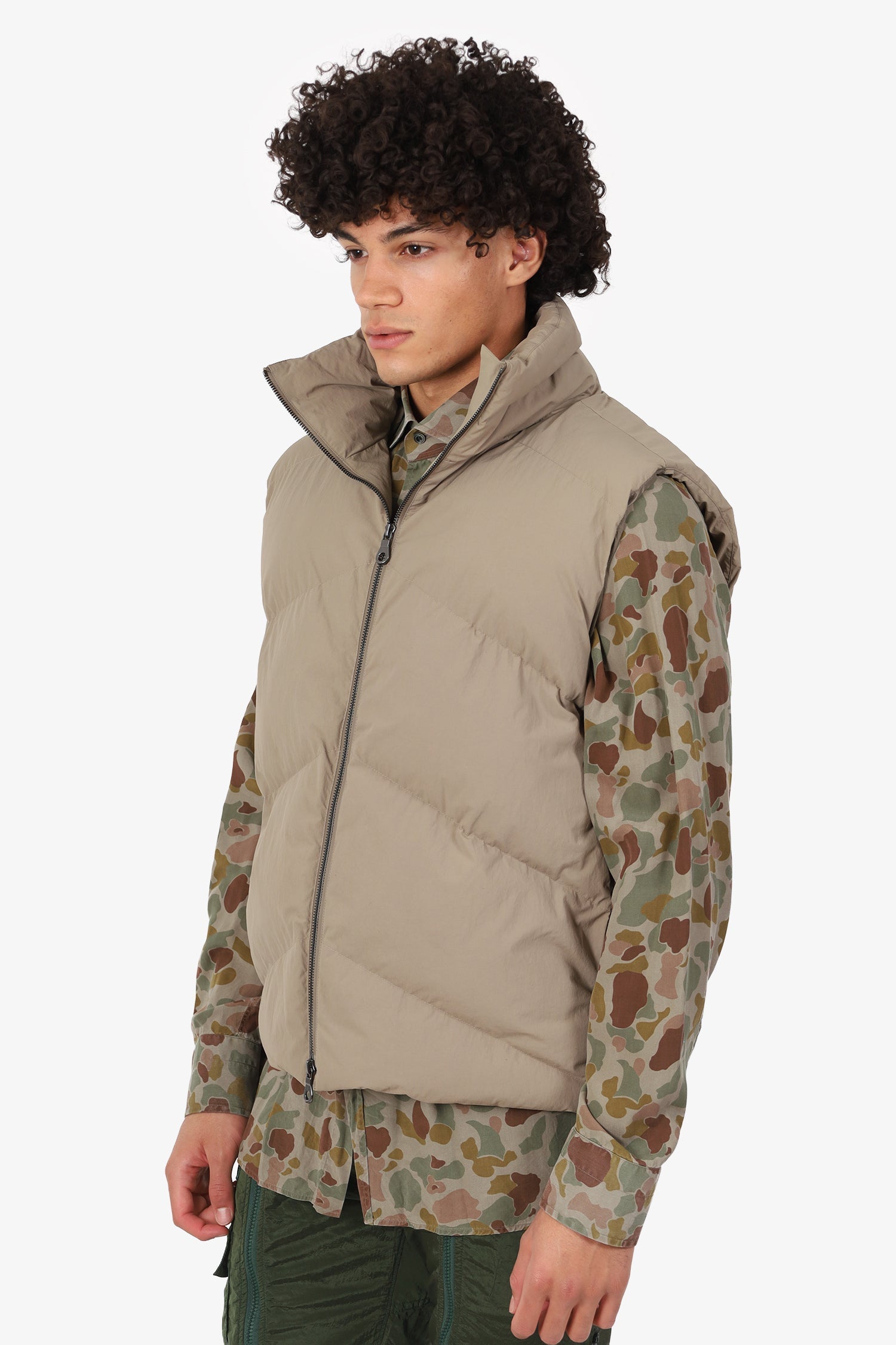 Studio Nicholson Taupe Down Quilted Puffer Vest Size M Mens