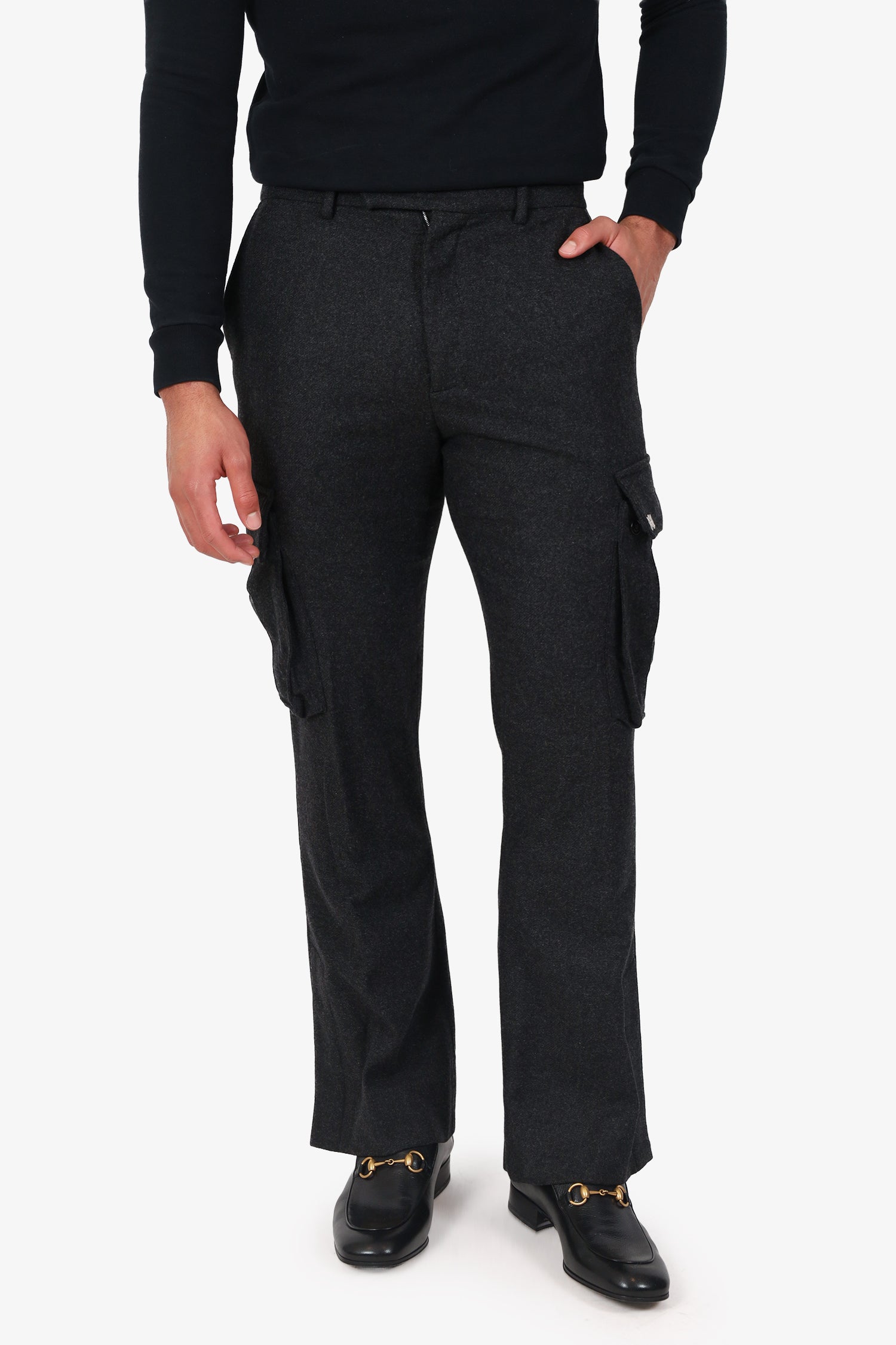 Amiri Grey Wool Cargo Straight Leg Pants Size 48 Mens