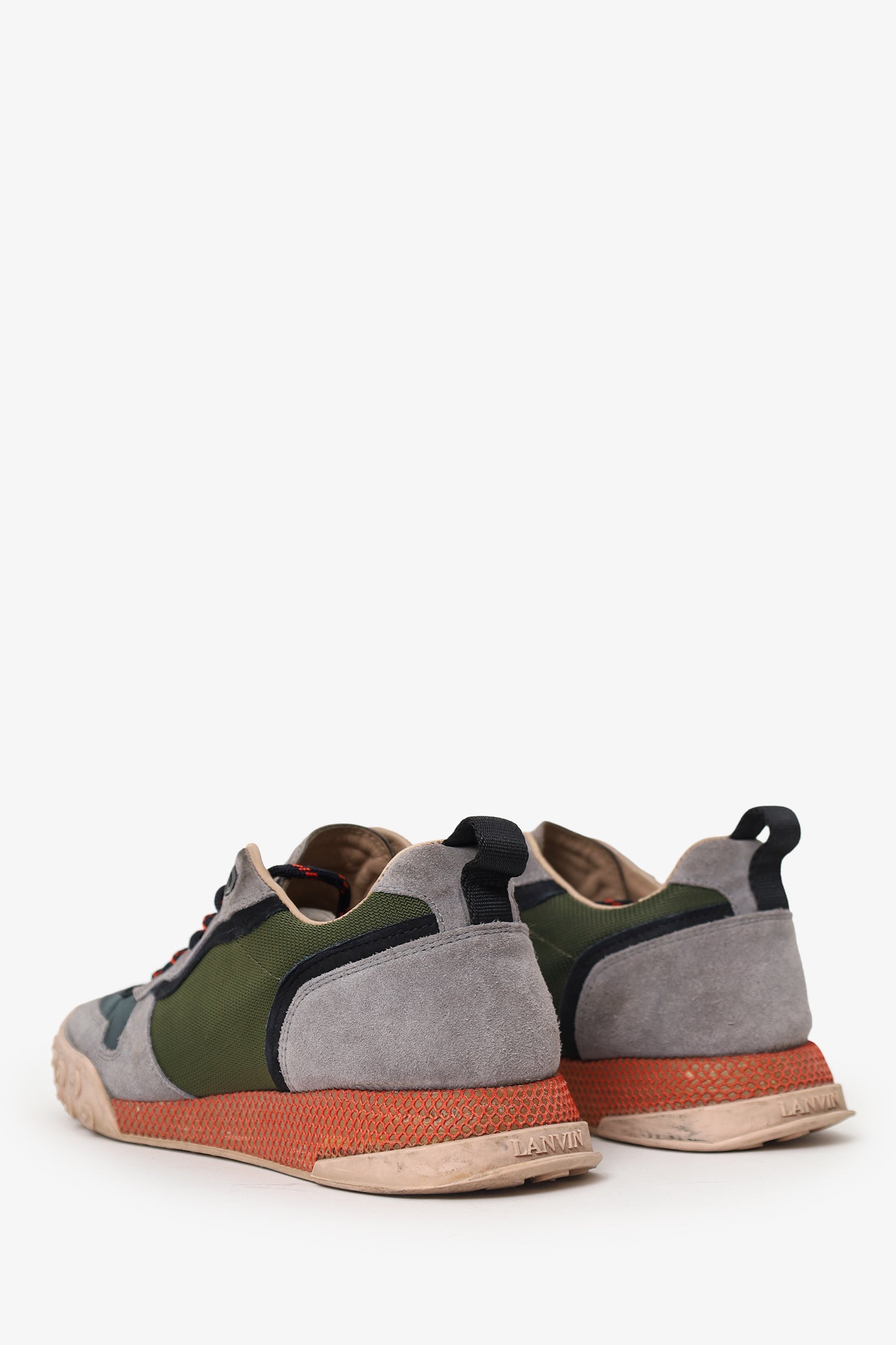 Lanvin Green/Grey Low Top Sneakers Size 8