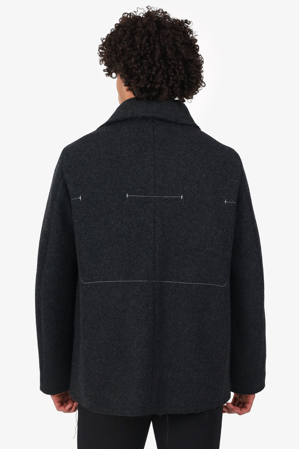 Jil Sander Grey Wool Top Stitch Coat Size 48 Mens