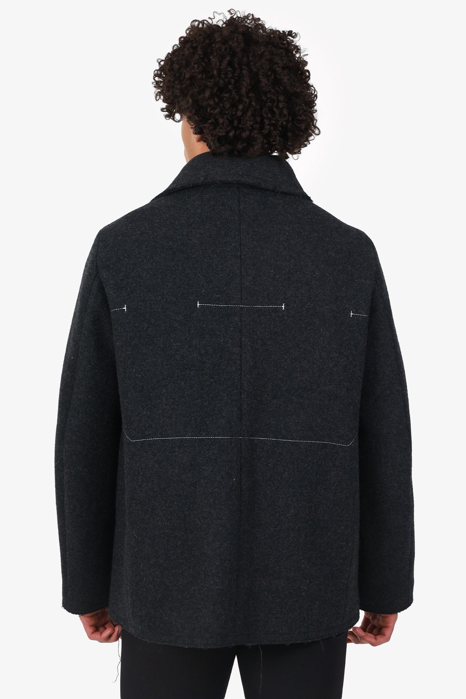 Jil Sander Grey Wool Top Stitch Coat Size 48 Mens