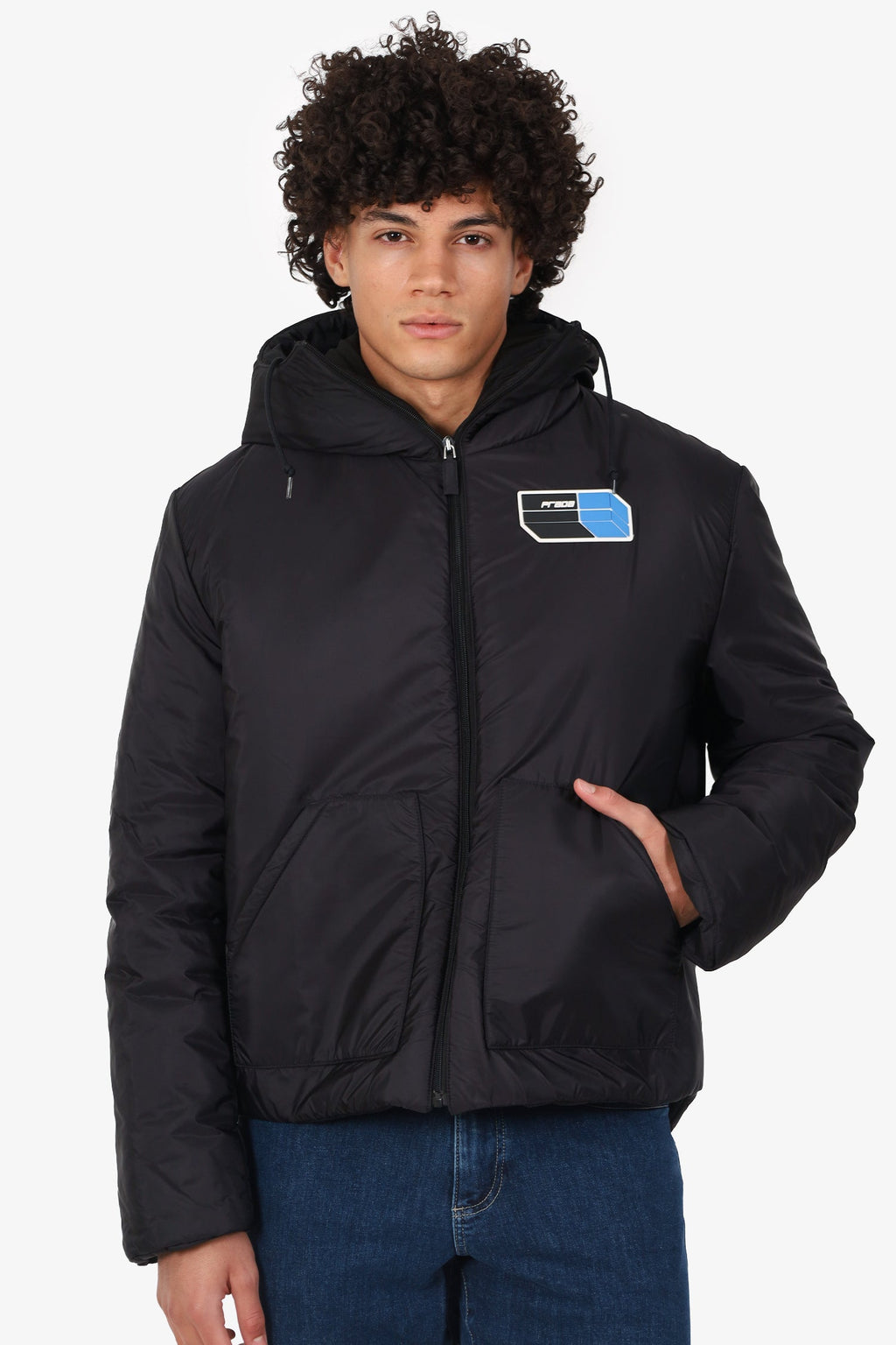 Prada Black Down Hooded Puffer Jacket Size 54 Mens