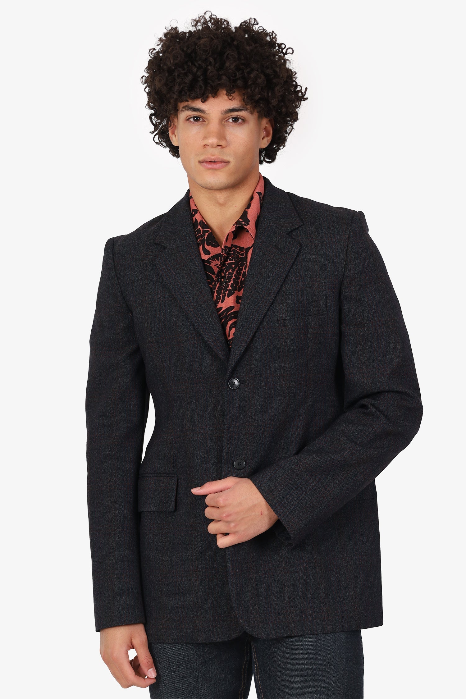 Balenciaga Grey/Red Wool Checked Single Breasted Blazer Size 50 Mens
