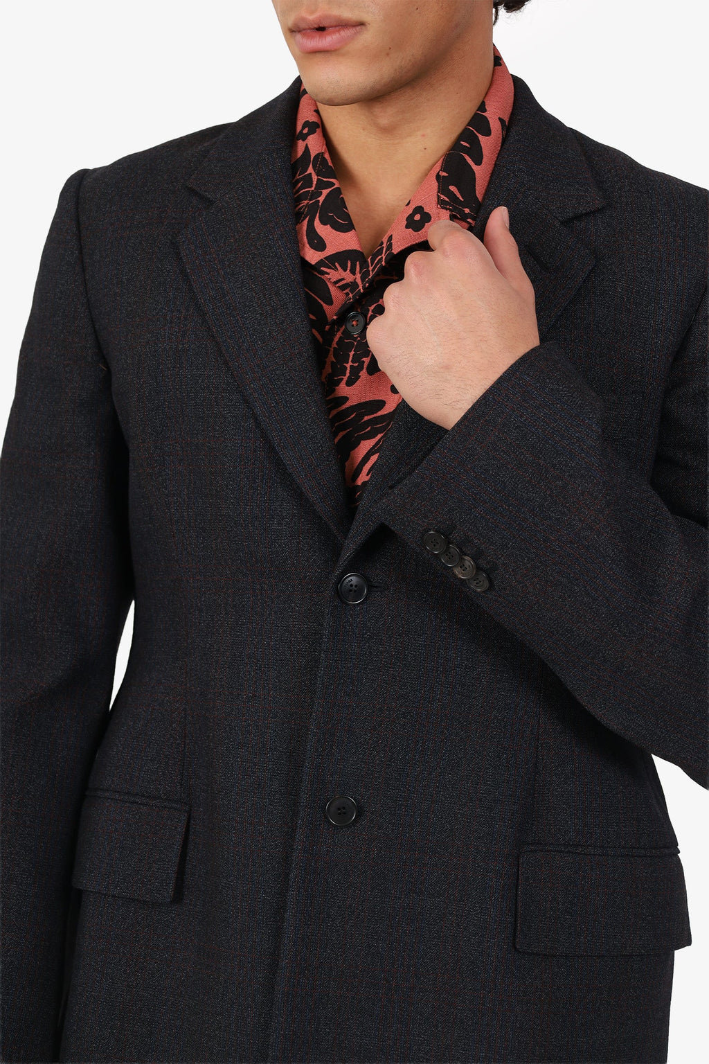 Balenciaga Grey/Red Wool Checked Single Breasted Blazer Size 50 Mens