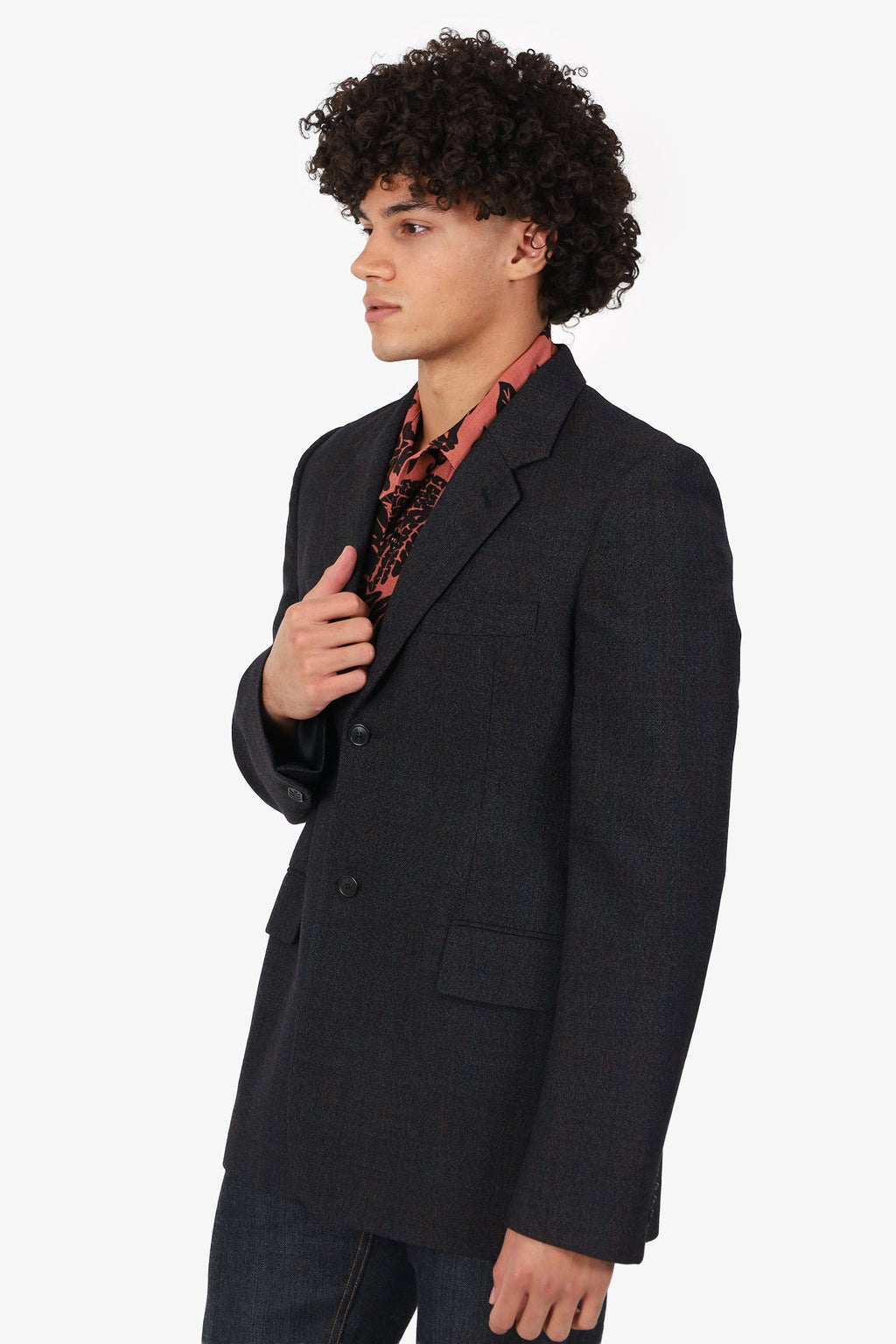 Balenciaga Grey/Red Wool Checked Single Breasted Blazer Size 50 Mens