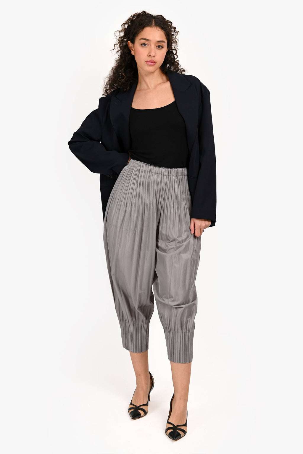 Pleats Please Grey Pleated Balloon Pants Size 3