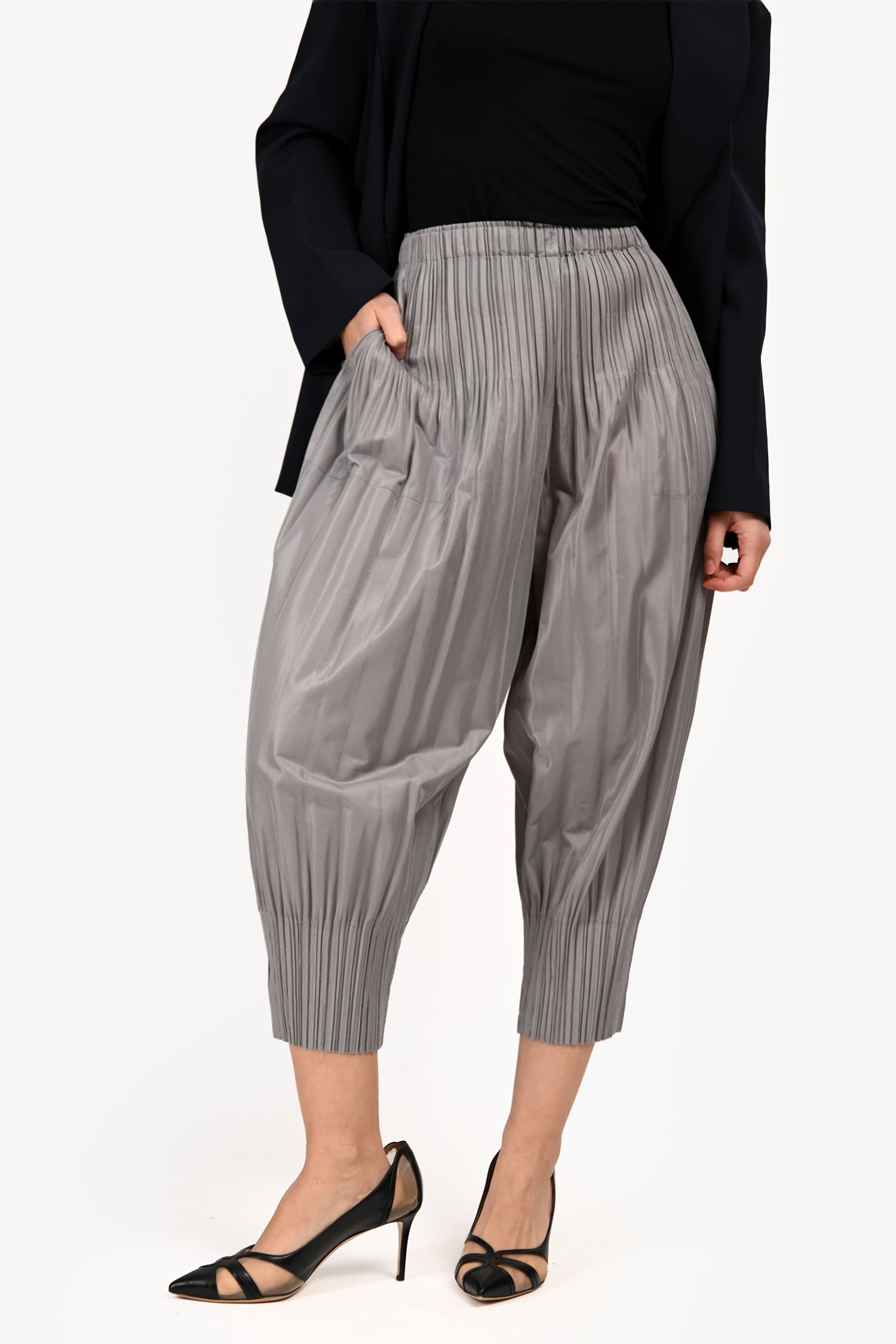 Pleats Please Grey Pleated Balloon Pants Size 3