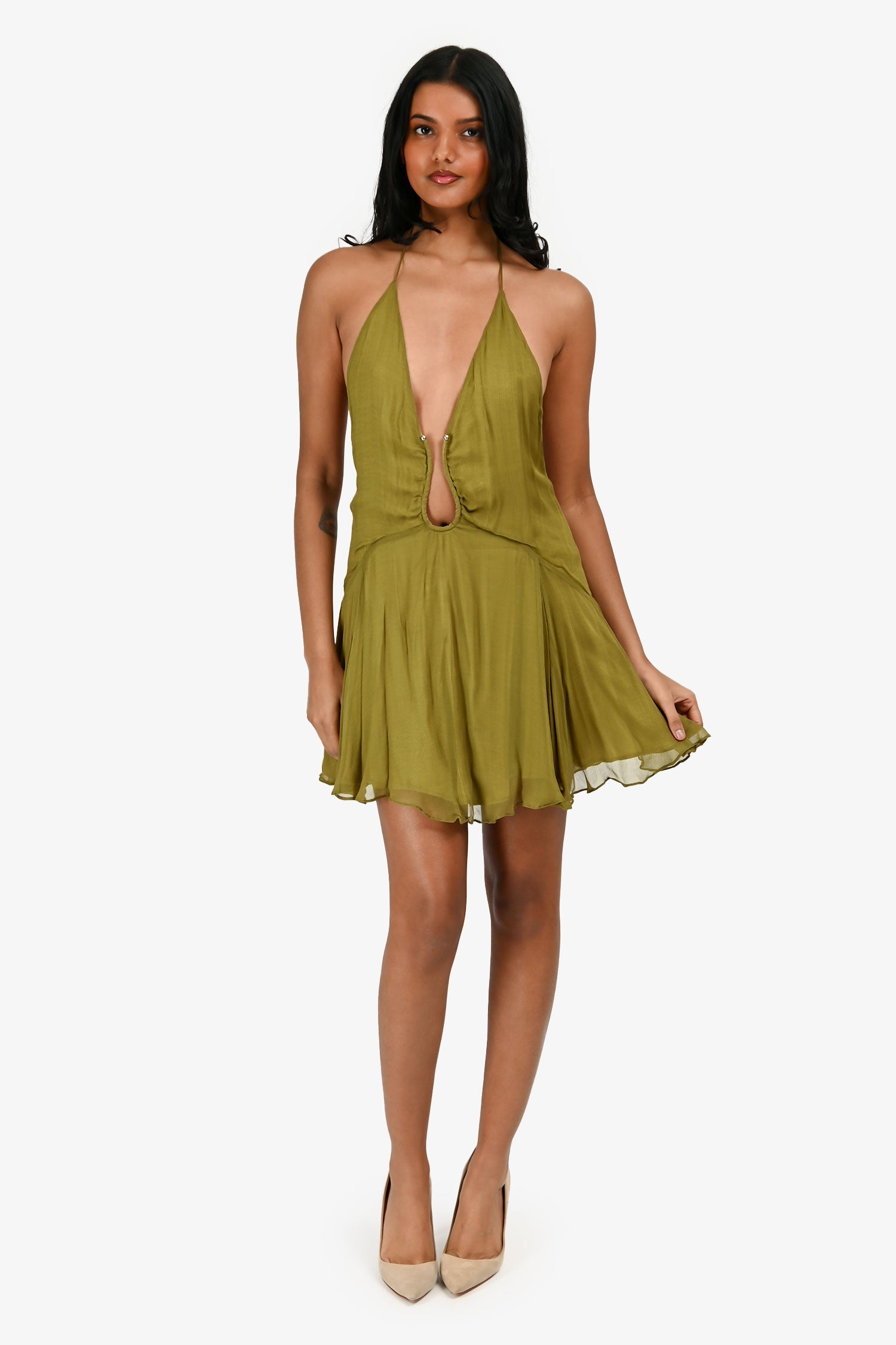 Magali Pascal Green 'Selma' Strappy Mini Dress Size XS