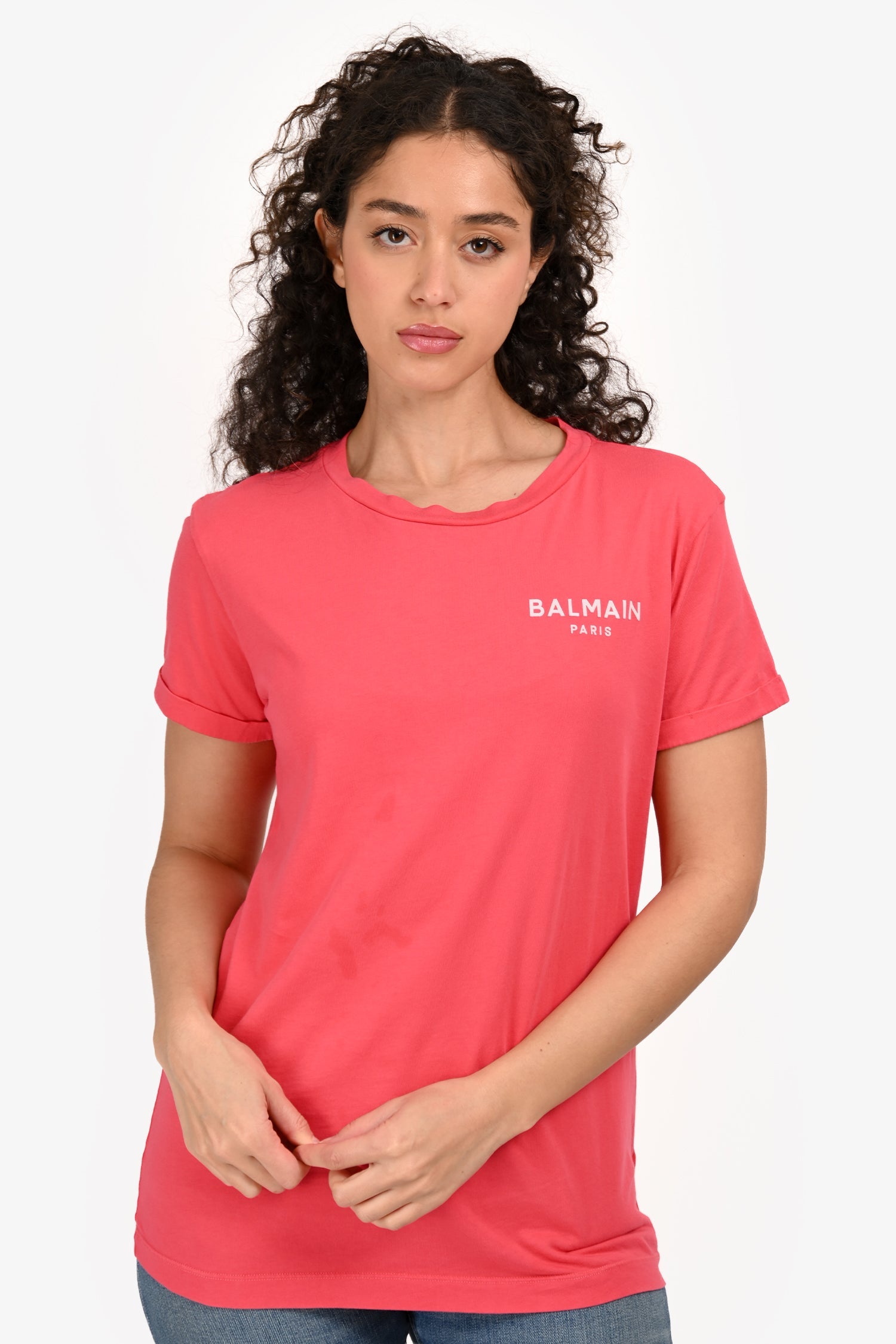 Balmain Pink Logo T-Shirt Estimated Size S/M