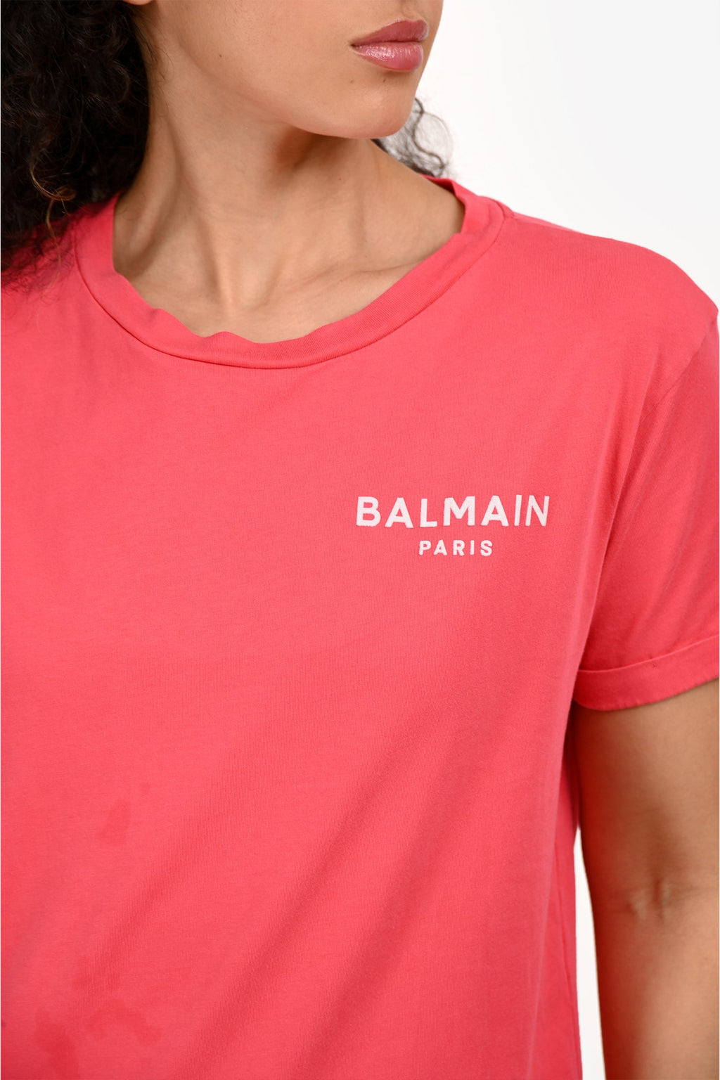 Balmain Pink Logo T-Shirt Estimated Size S/M