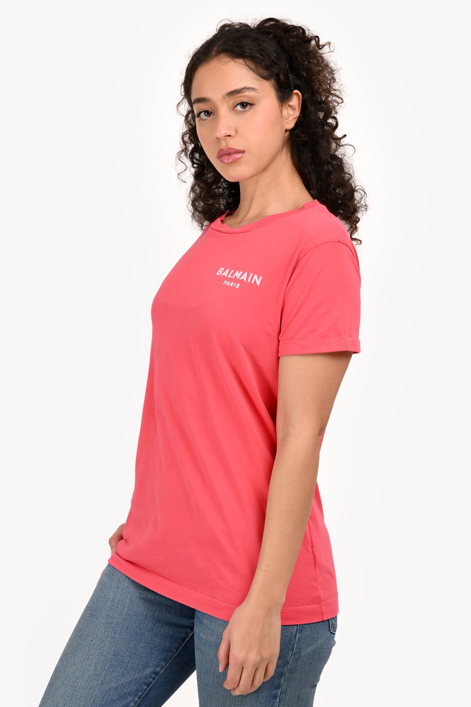 Balmain Pink Logo T-Shirt Estimated Size S/M