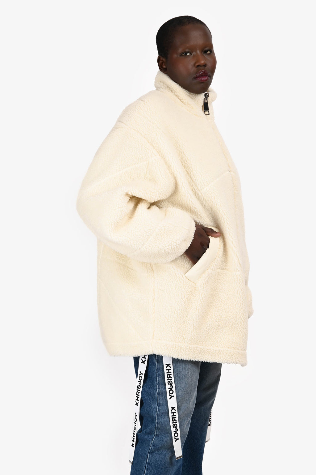 KhrisJoy Cream Teddy Zip-Up Coat Size 1