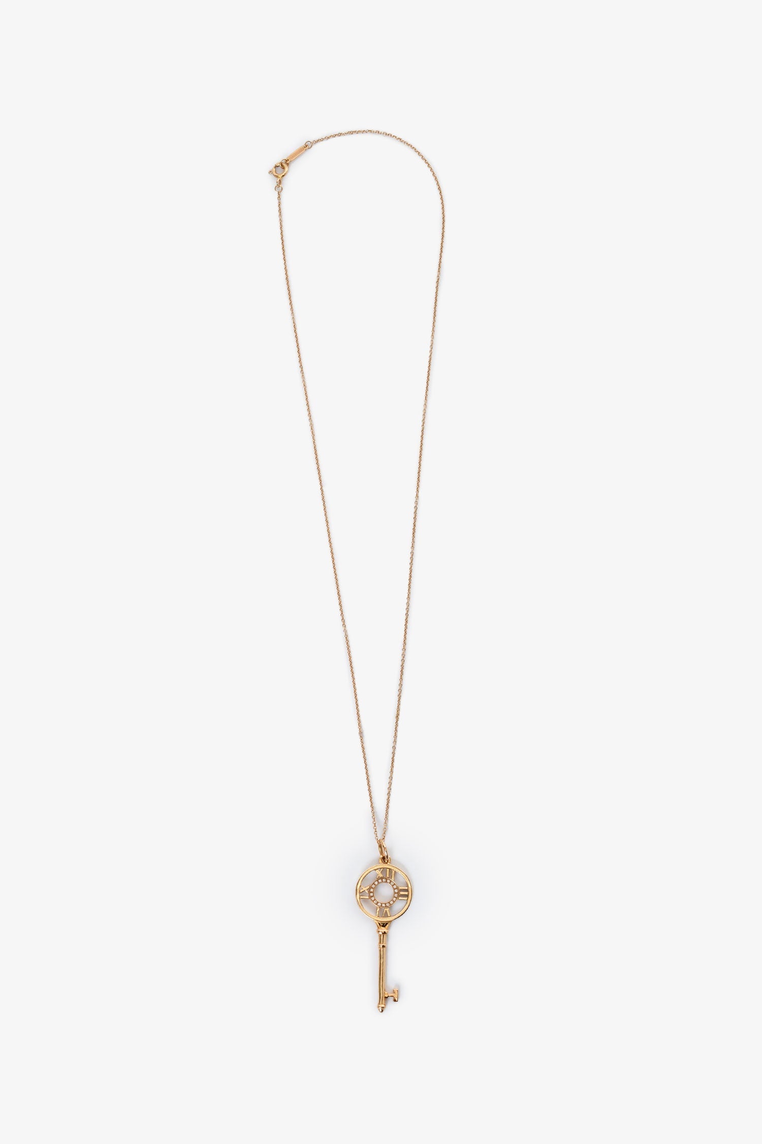 Tiffany & Co. 18K Yellow Gold Diamond 'Atlas' 18" Key Pendant Necklace
