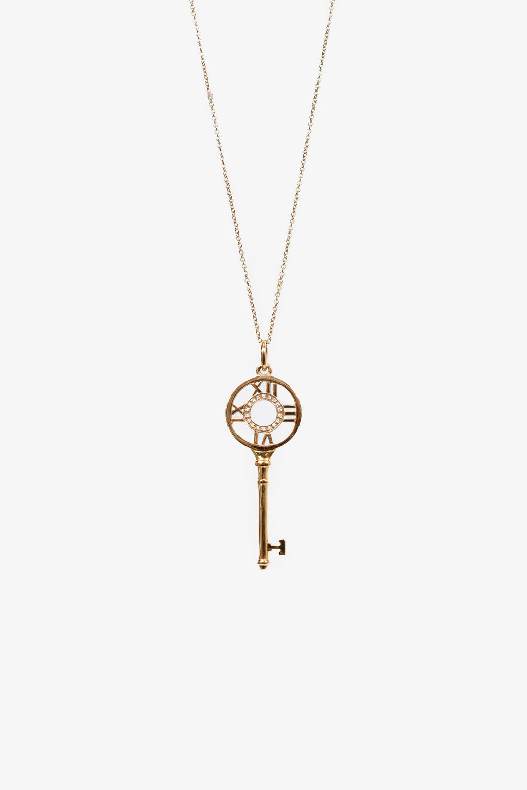 Tiffany & Co. 18K Yellow Gold Diamond 'Atlas' 18" Key Pendant Necklace