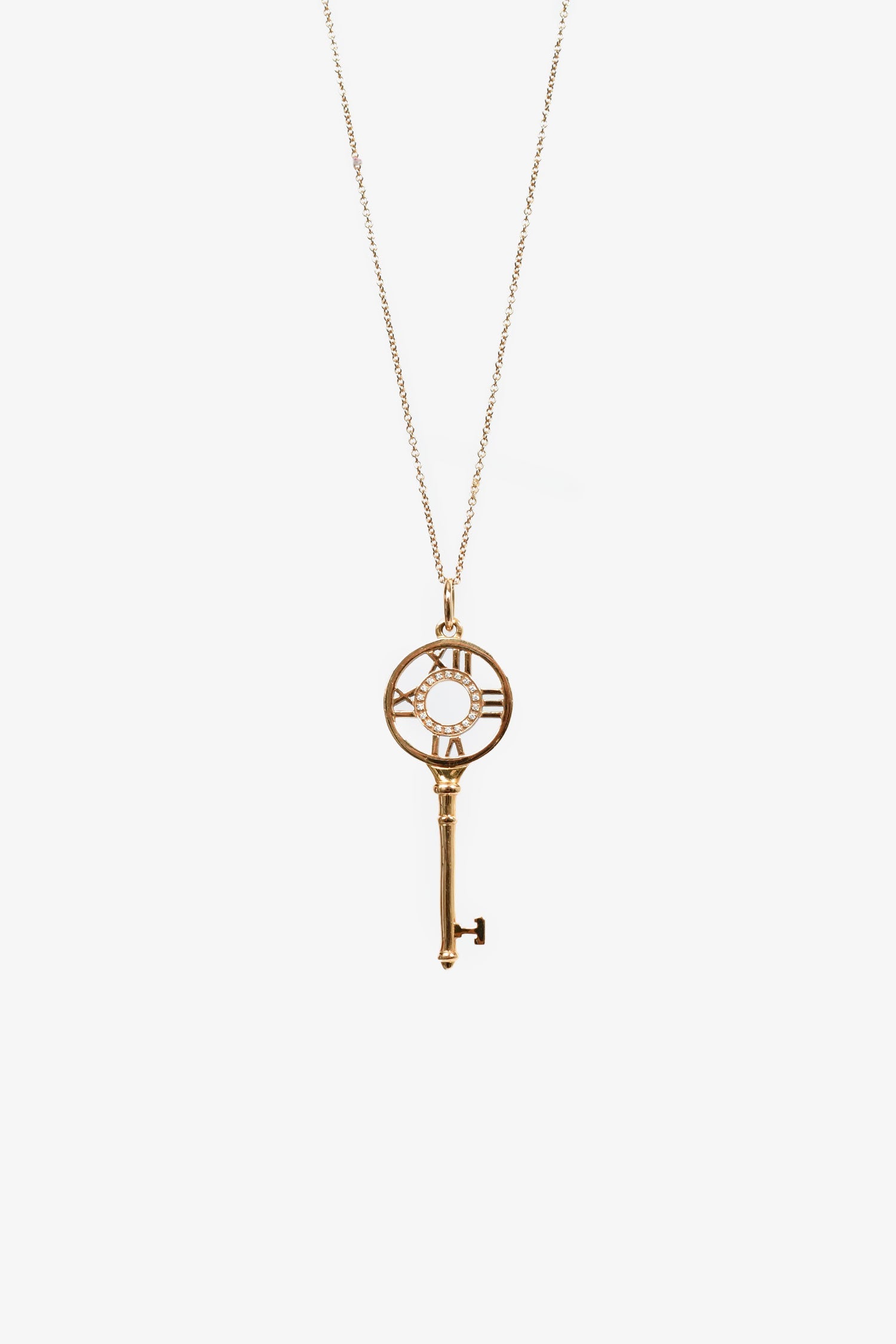 Tiffany & Co. 18K Yellow Gold Diamond 'Atlas' 18" Key Pendant Necklace