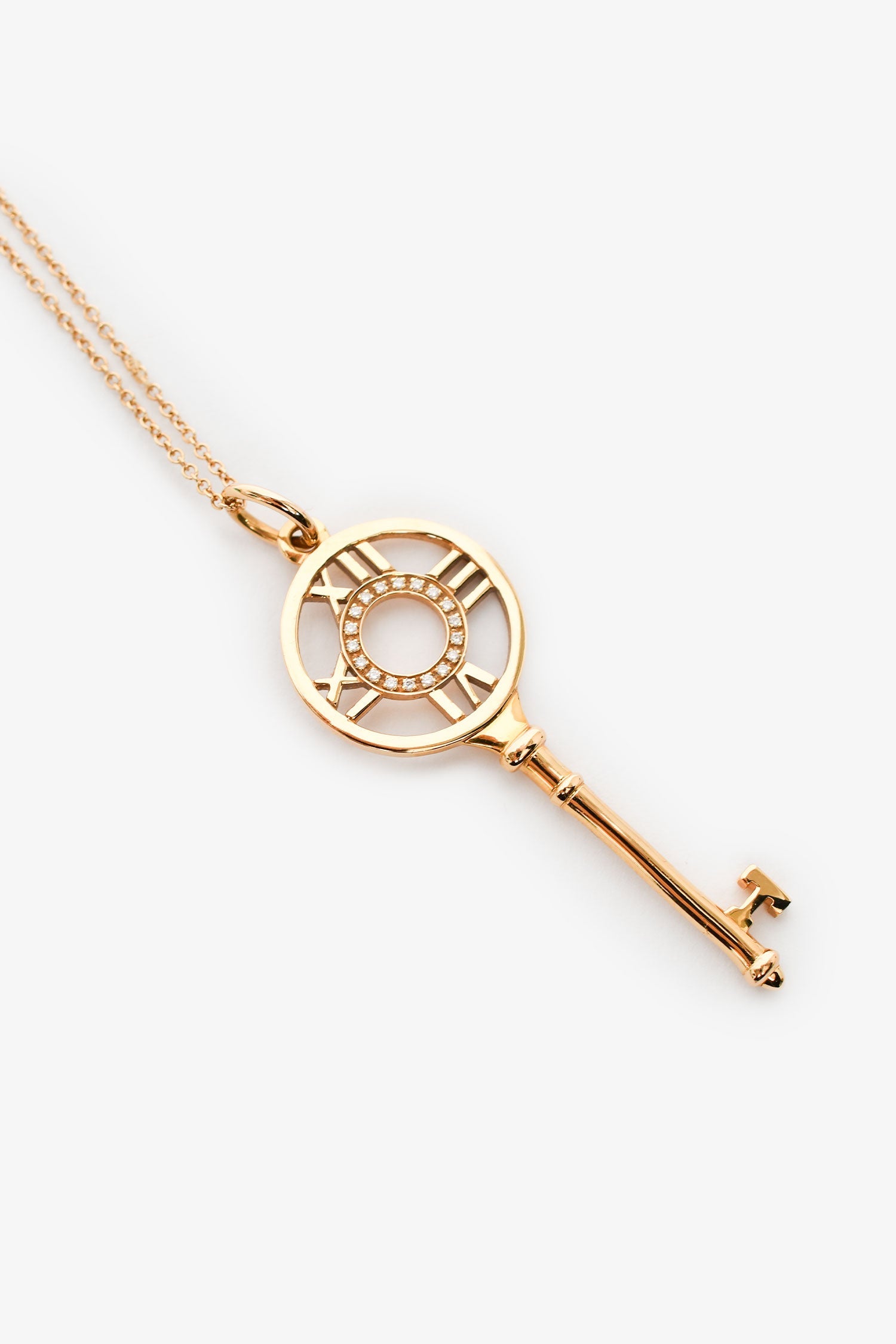 Tiffany & Co. 18K Yellow Gold Diamond 'Atlas' 18" Key Pendant Necklace