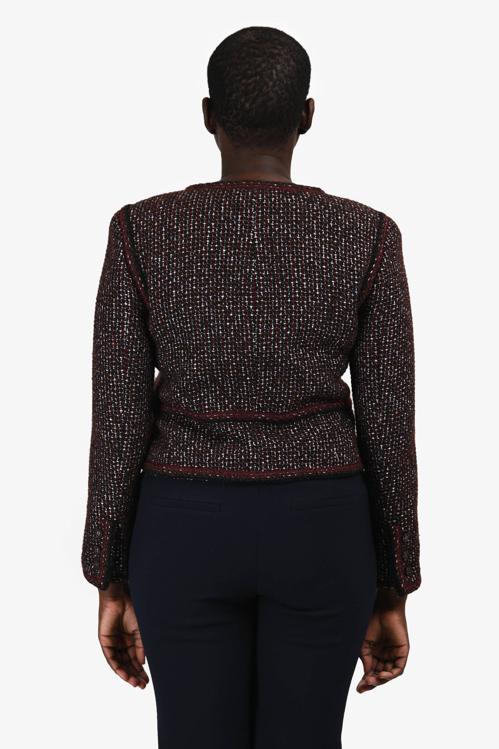Pre-Loved Chanel™ 2002 Burgundy Wool Tweed Jacket Size 40