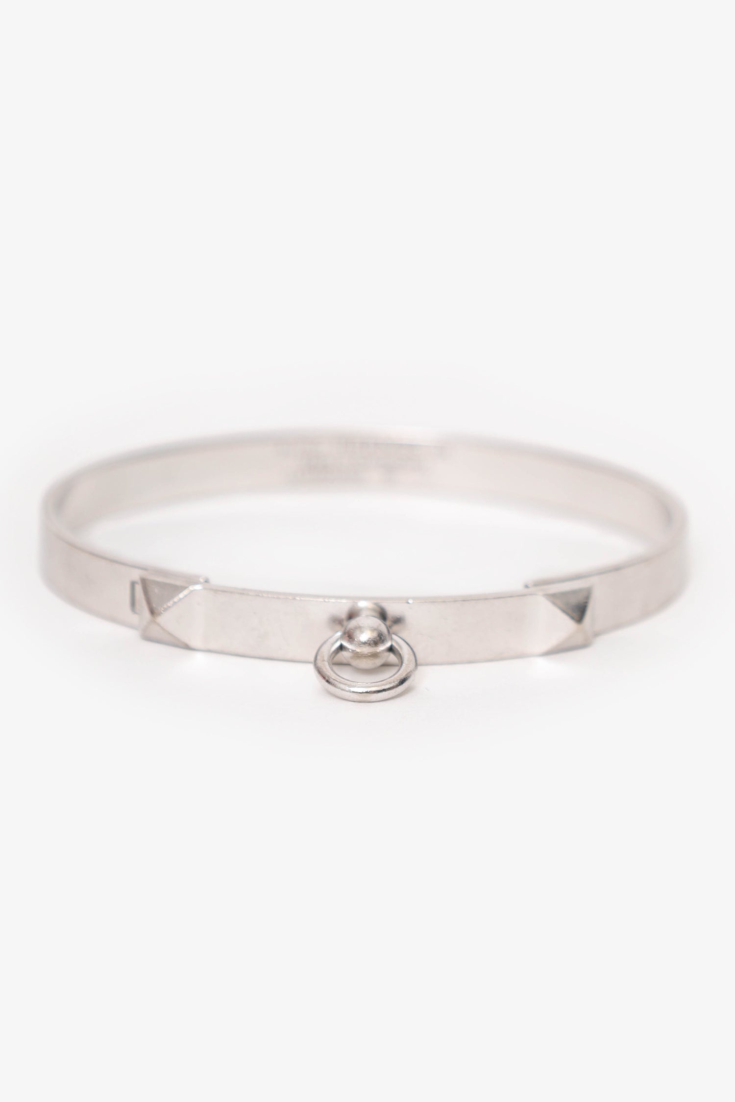 Hermès 18K White Gold Collier de Chien Bracelet