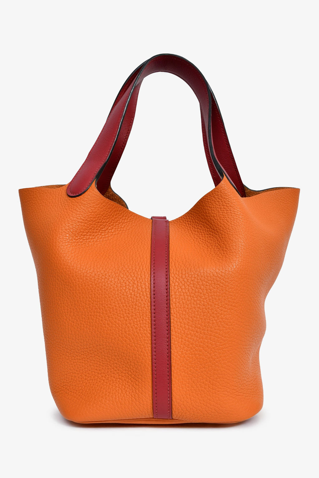 Hermès 2016 Orange Clemence Rouge Swift Bicolour Leather Picotin 22