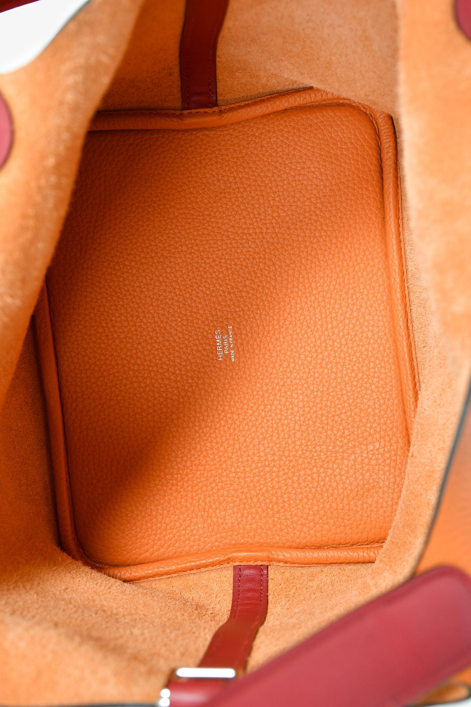 Hermès 2016 Orange Clemence Rouge Swift Bicolour Leather Picotin 22