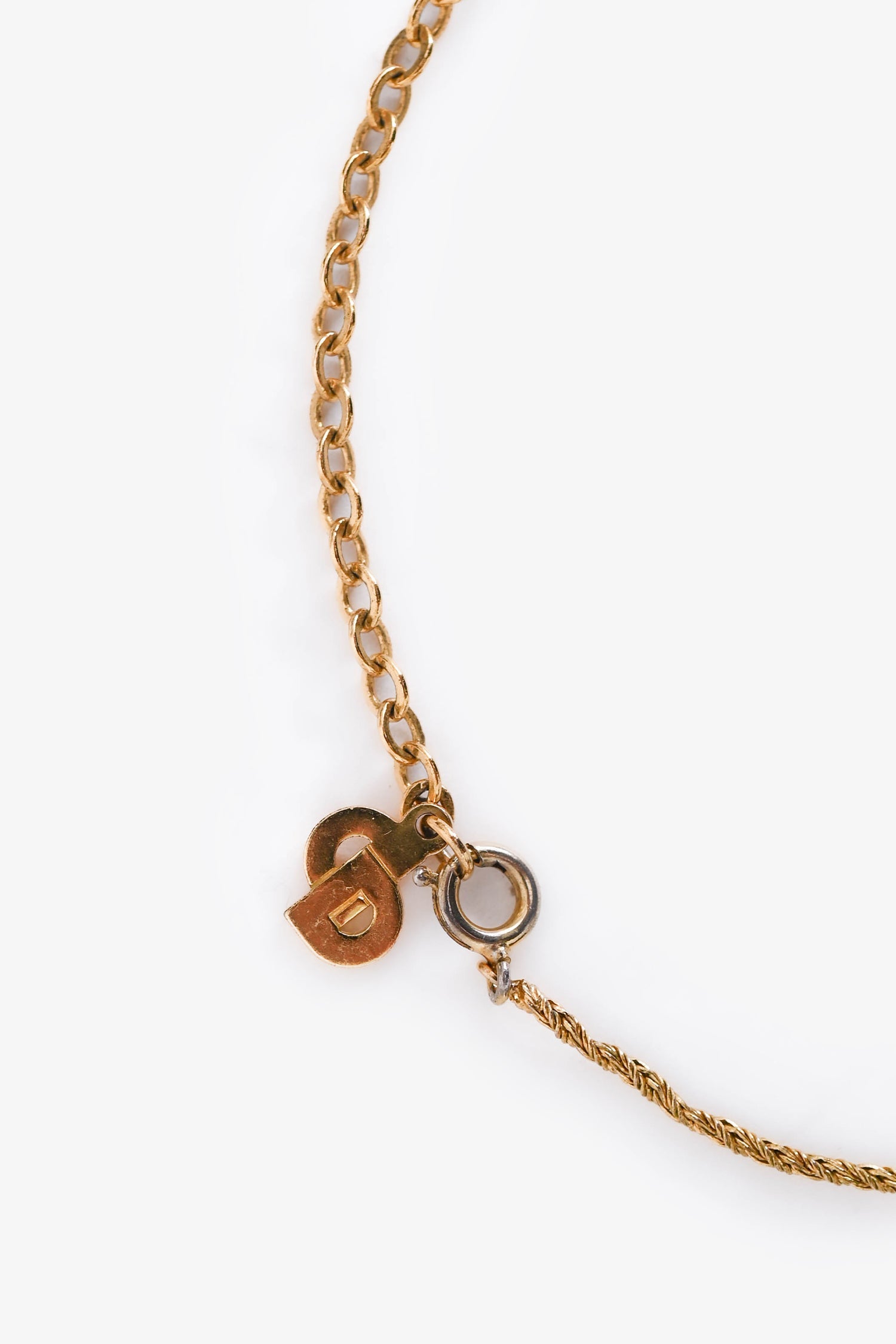 Christian Dior Vintage Gold Tone Metal Crystal Embellished Foliage Necklace