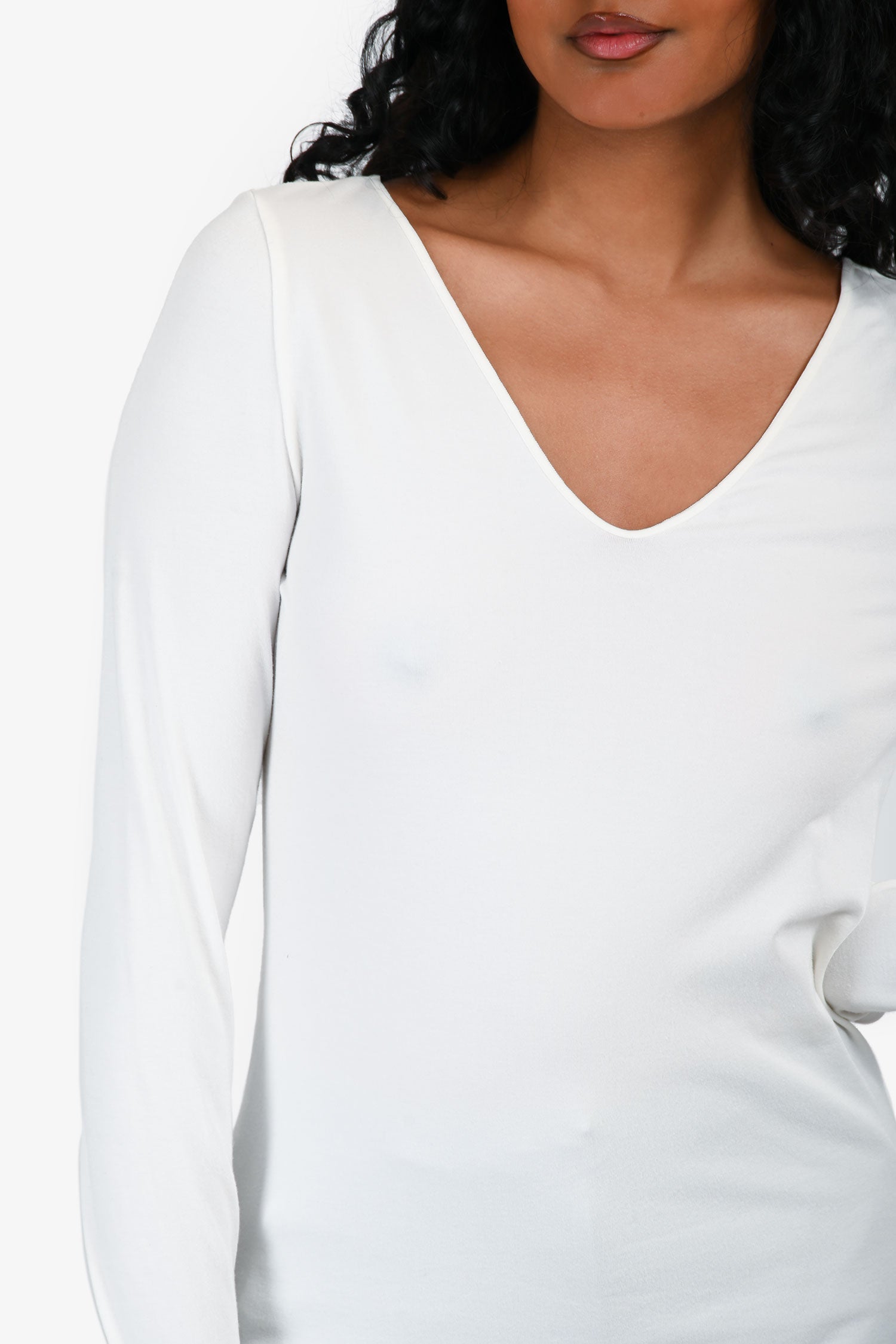 Wolford White V-Neck Long Sleeve Top Size S