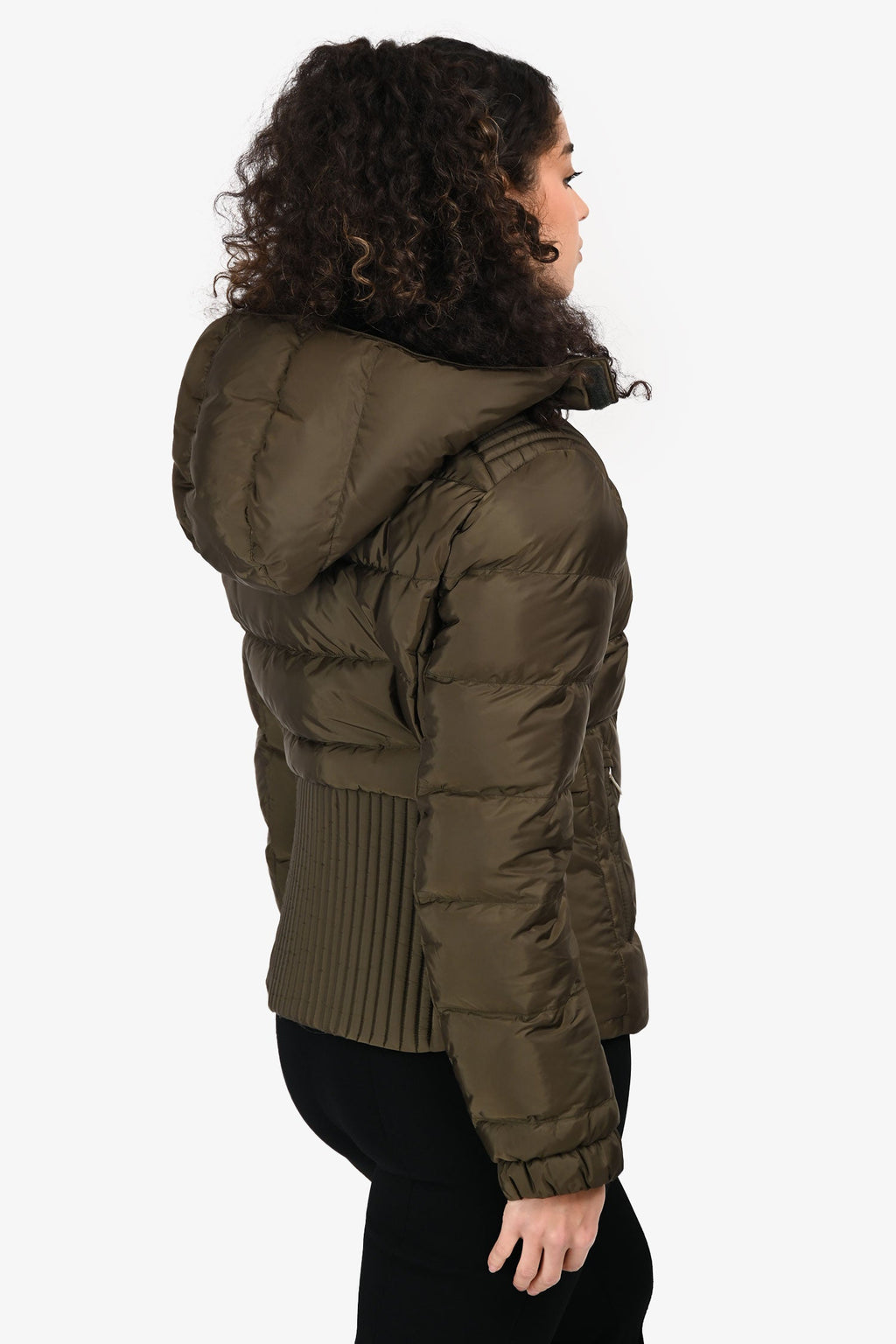 Prada 2015 Khaki Green Nylon Puffer Jacket Size 44