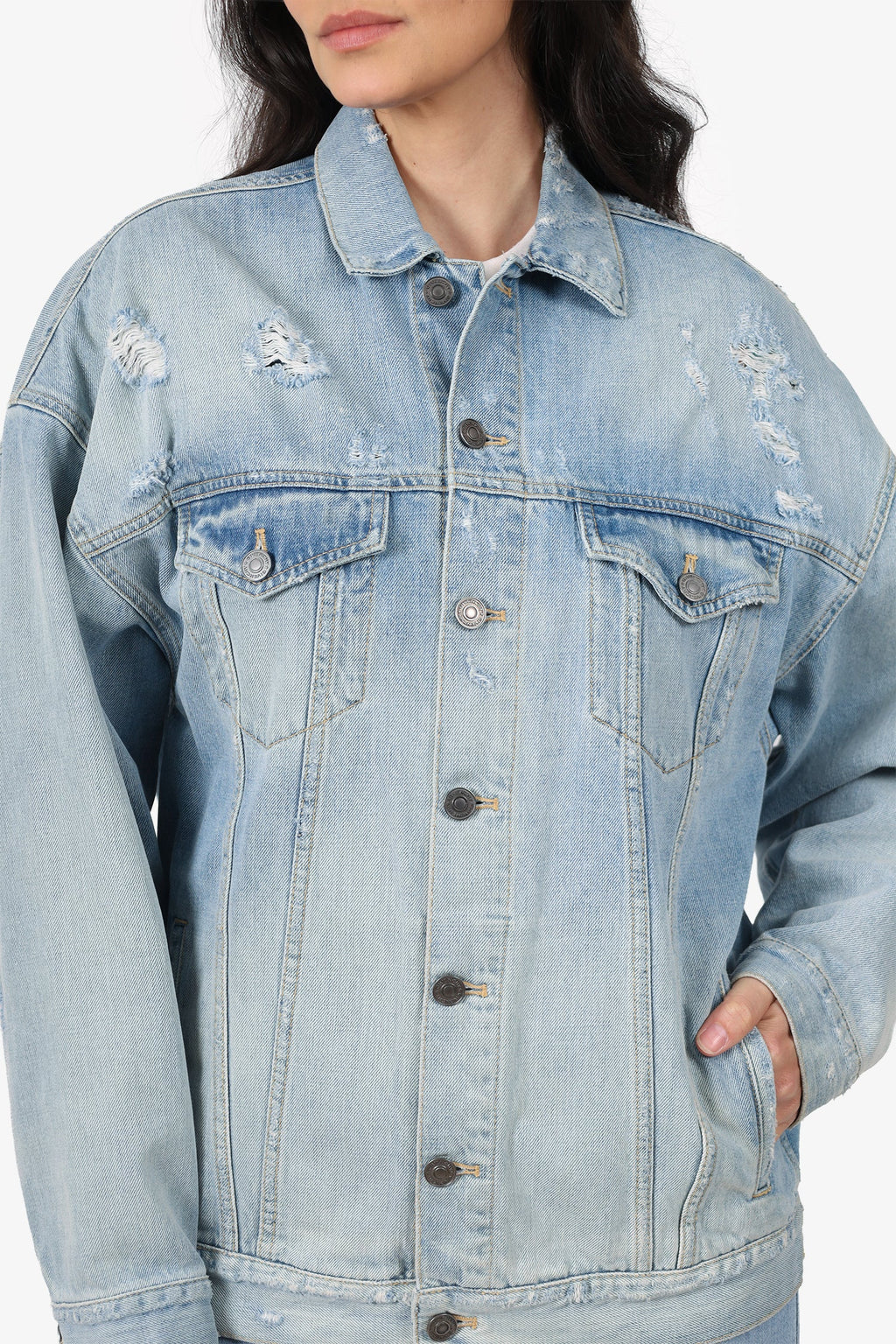 Givenchy Blue Distressed Denim Jean Jacket Size 34