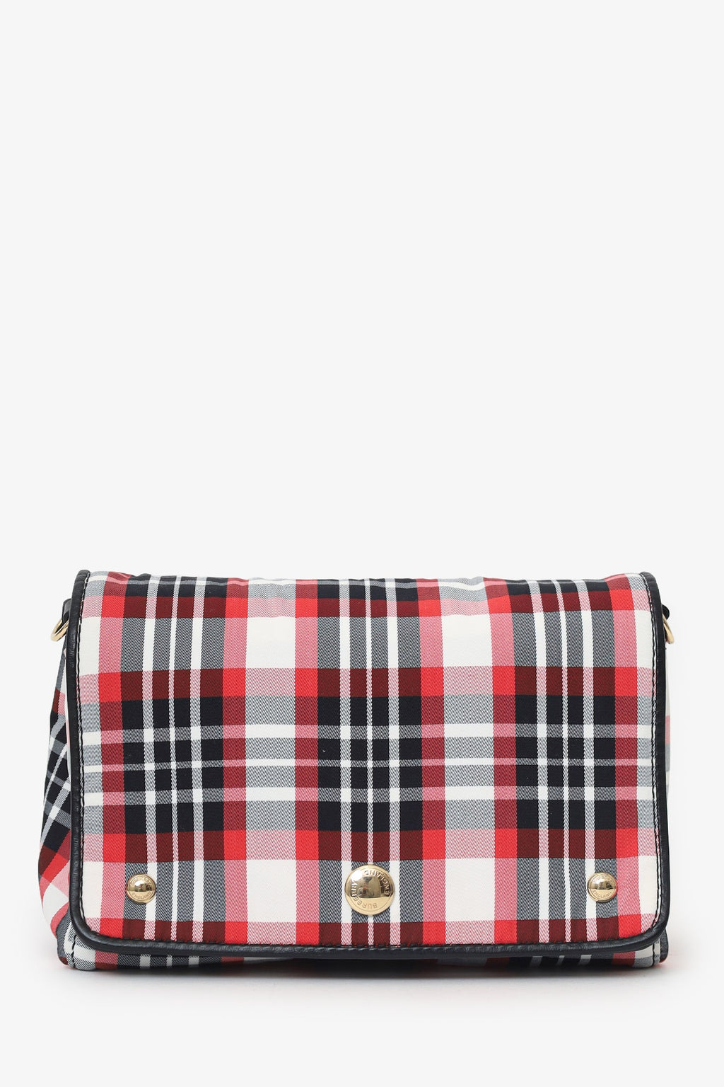 Burberry Red Hackberry Tartan Nylon Crossbody Bag