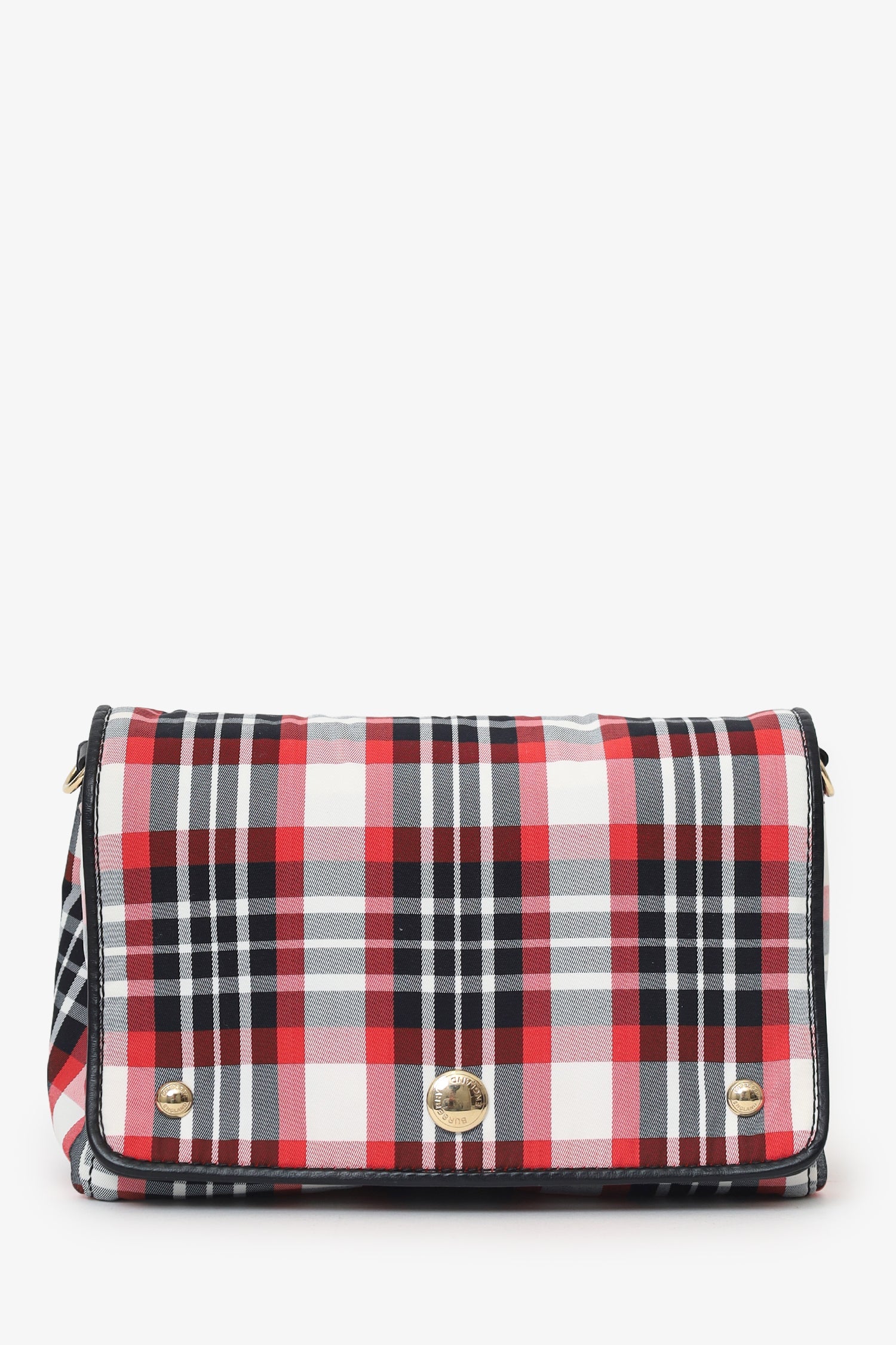 Burberry Red Hackberry Tartan Nylon Crossbody Bag