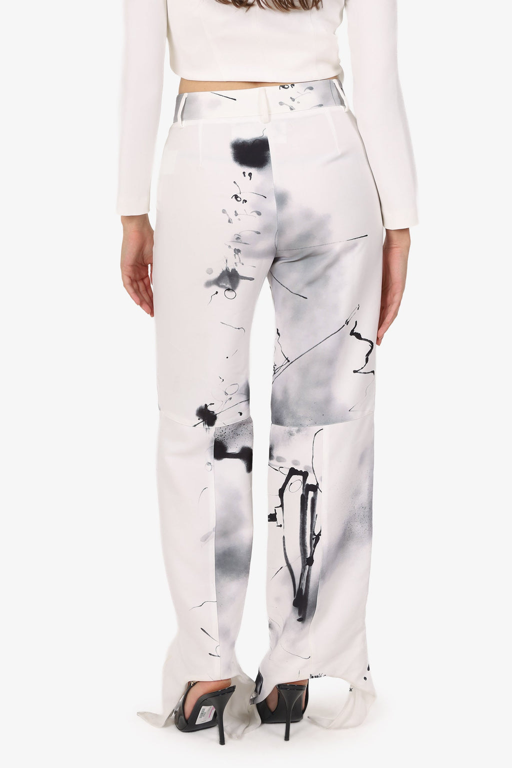 Off-White White/Grey Printed Pants Size 40