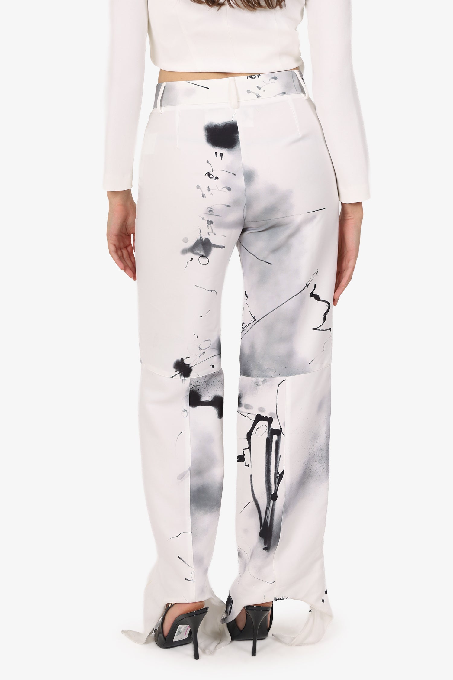 Off-White White/Grey Printed Pants Size 40