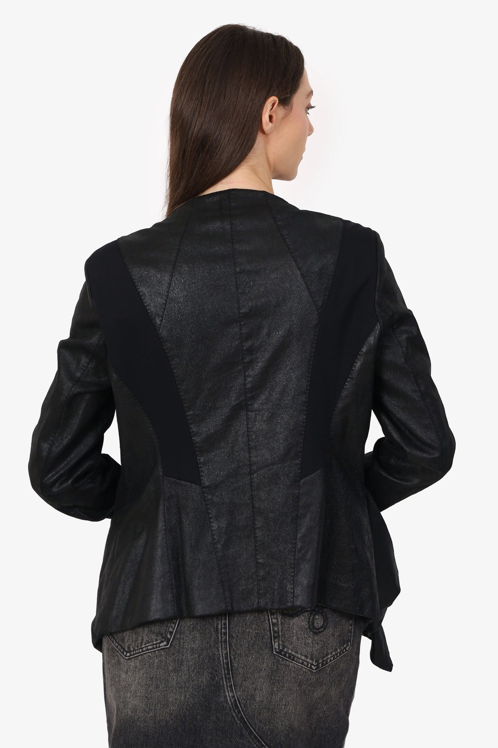 Donna Karen Black Waterfall Front Jacket Estimated Size M