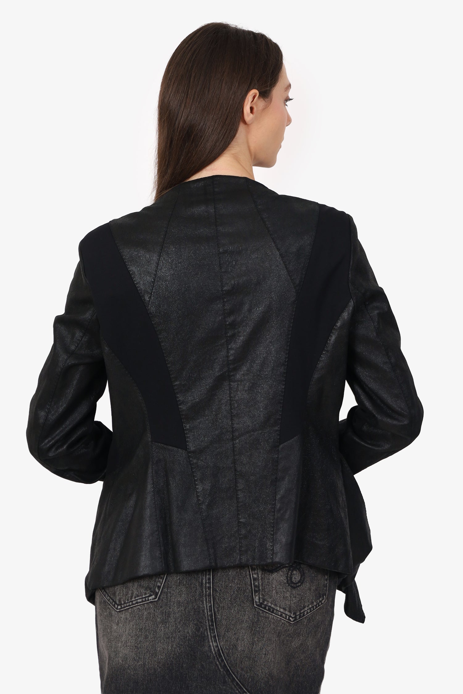 Donna Karen Black Waterfall Front Jacket Estimated Size M